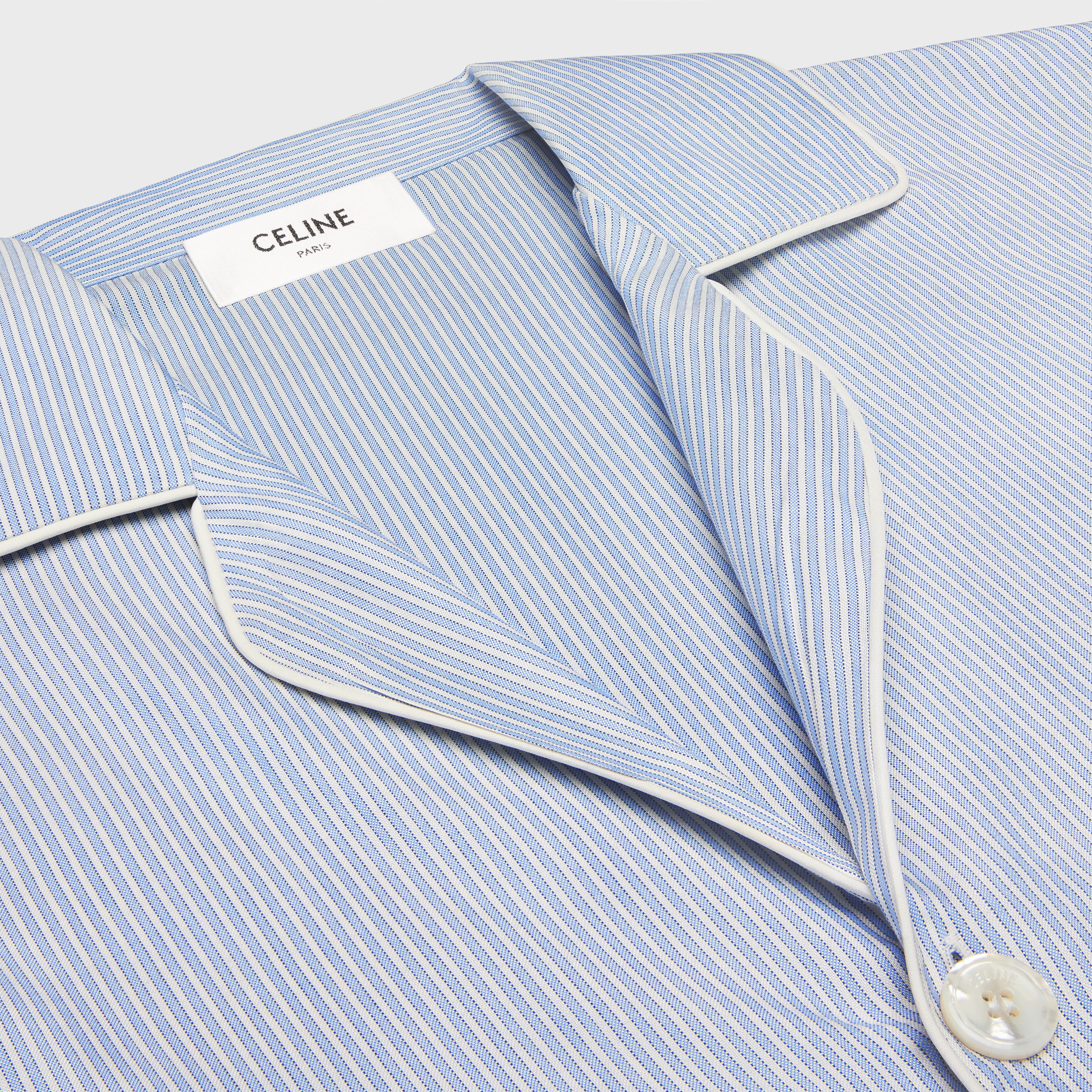 pajama shirt in striped silk - 3