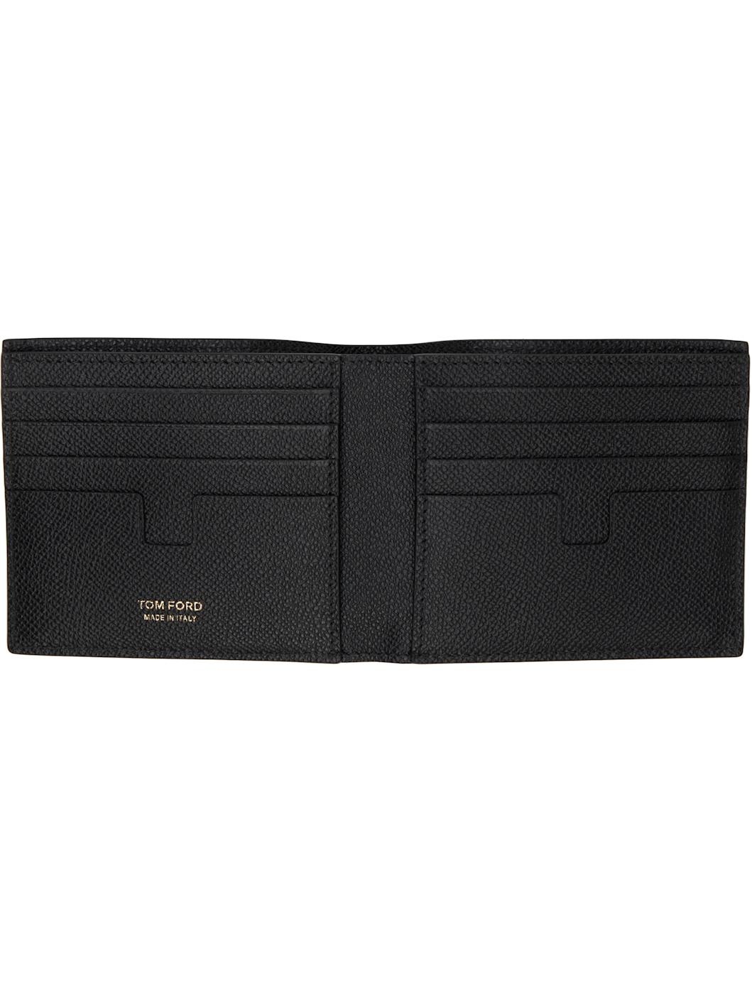 Black Small Grain Leather Bifold Wallet - 3