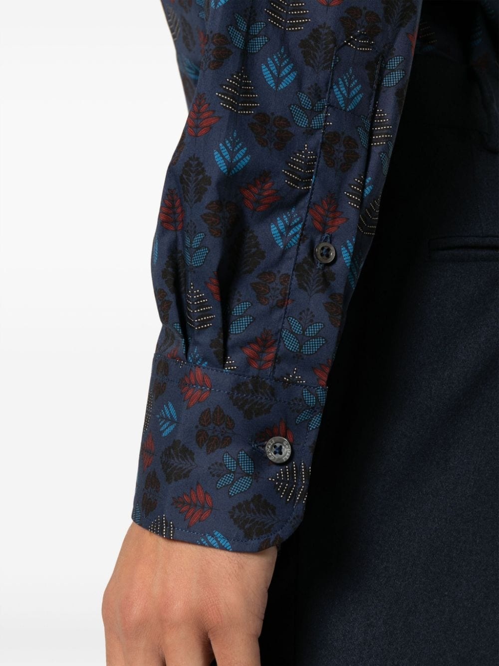 leaf-print cotton shirt - 5