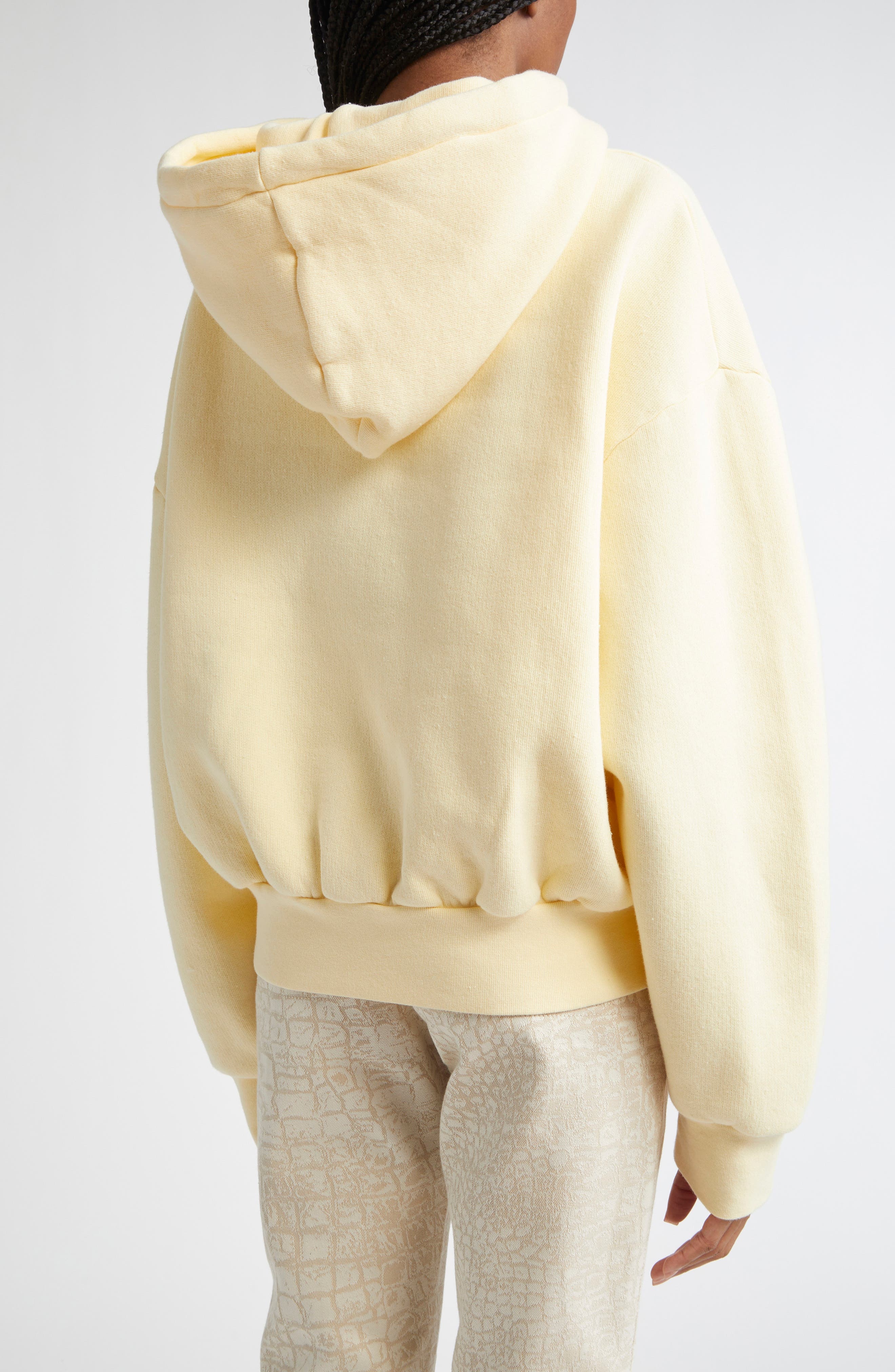 Jacquemus Le Hoodie Corto Embroidered Cotton Fleece Hoodie in Uni Club Beige at Nordstrom - 2