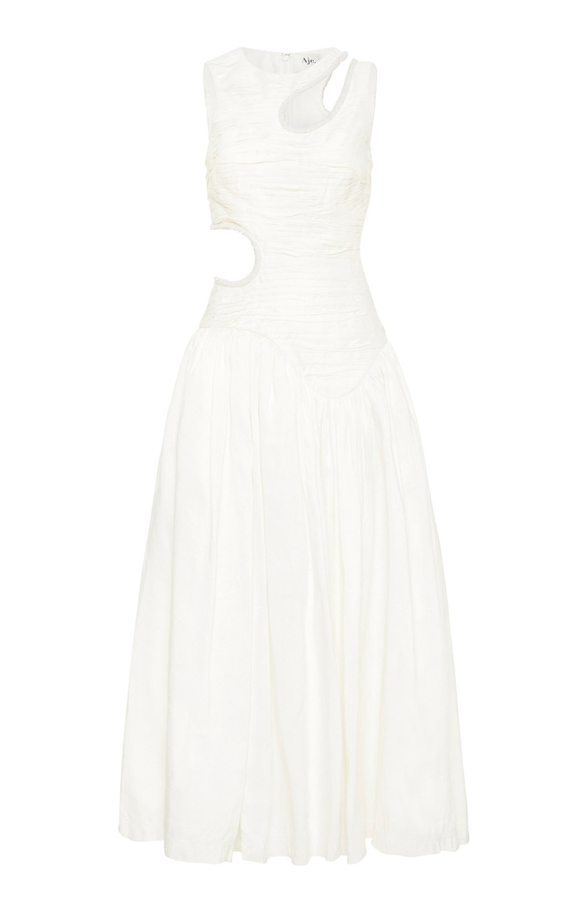 Jolie Abstract Cut Out Midi Dress white 1