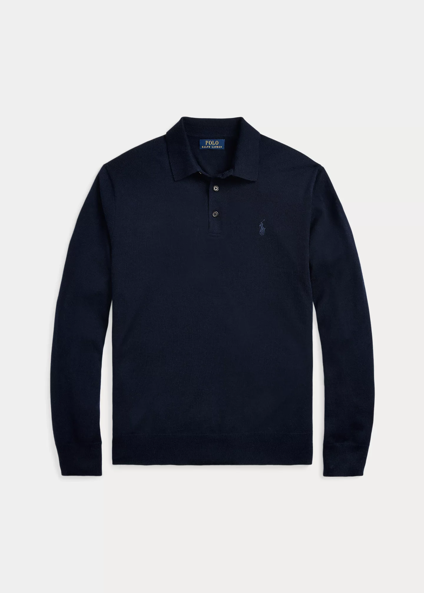 Washable Wool Polo-Collar Sweater - 1