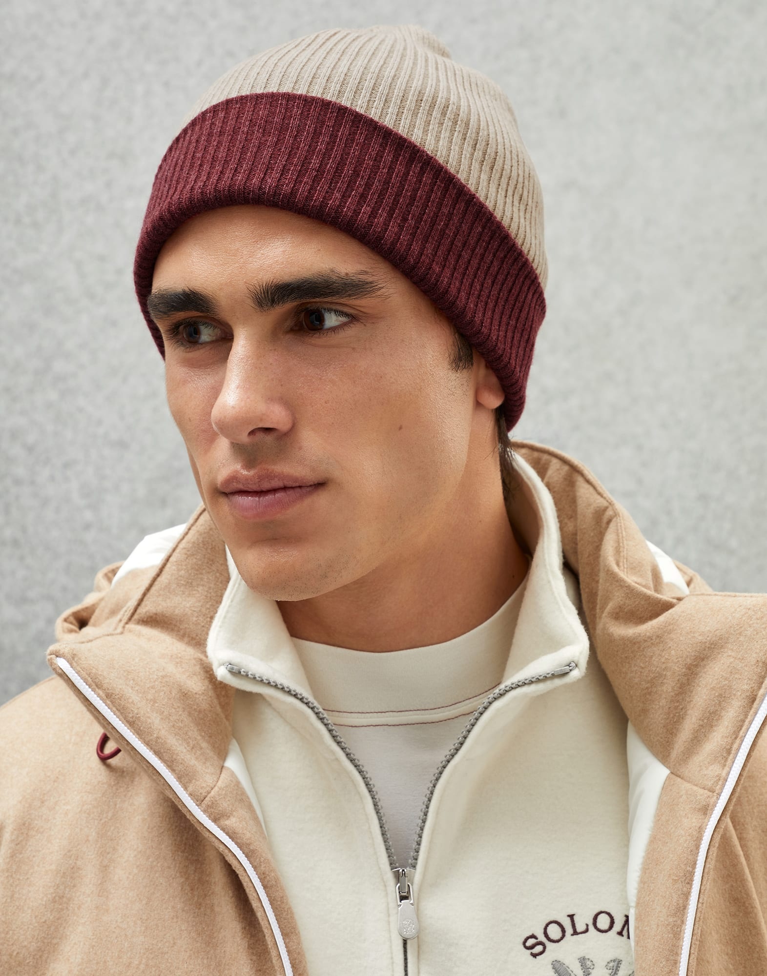 Cashmere double knit ribbed beanie - 3