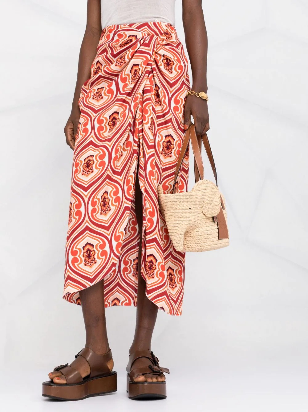 graphic-print sarong skirt - 5