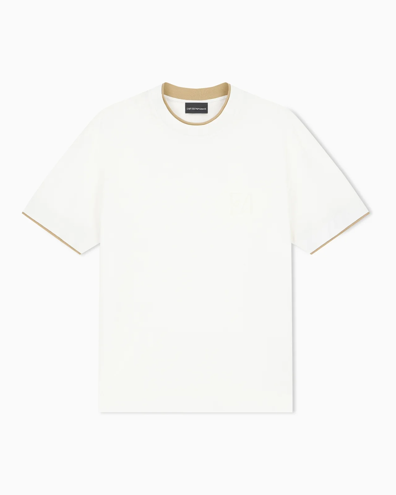 T-SHIRT IN LYOCELL BLEND JERSEY WITH EMBOSSED EA LOGO - 1