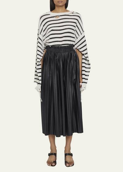 MM6 Maison Margiela Pleated Wide-Leg Faux Leather Pants outlook