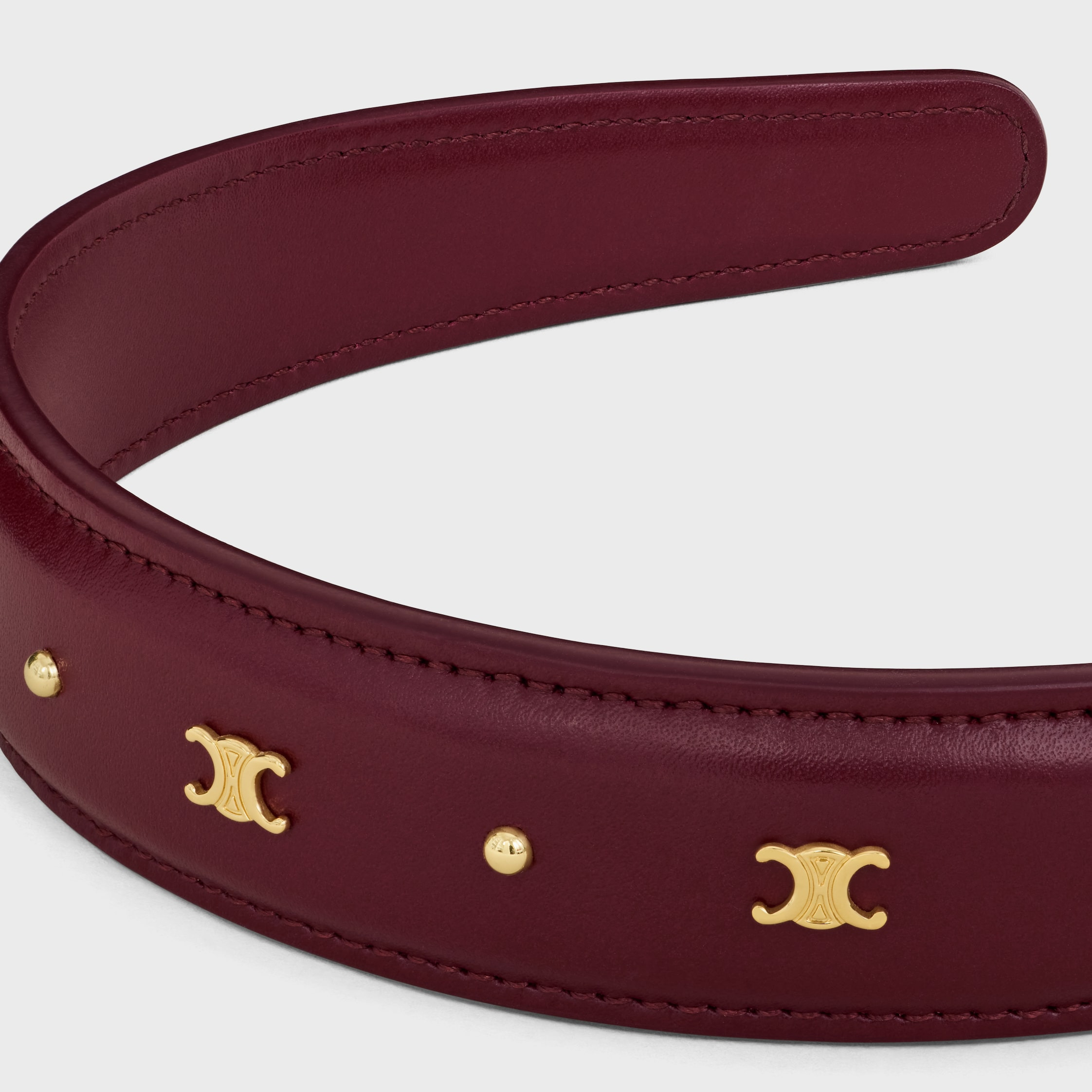 Celine Headband in Calfskin and Brass with Gold Finish - 3