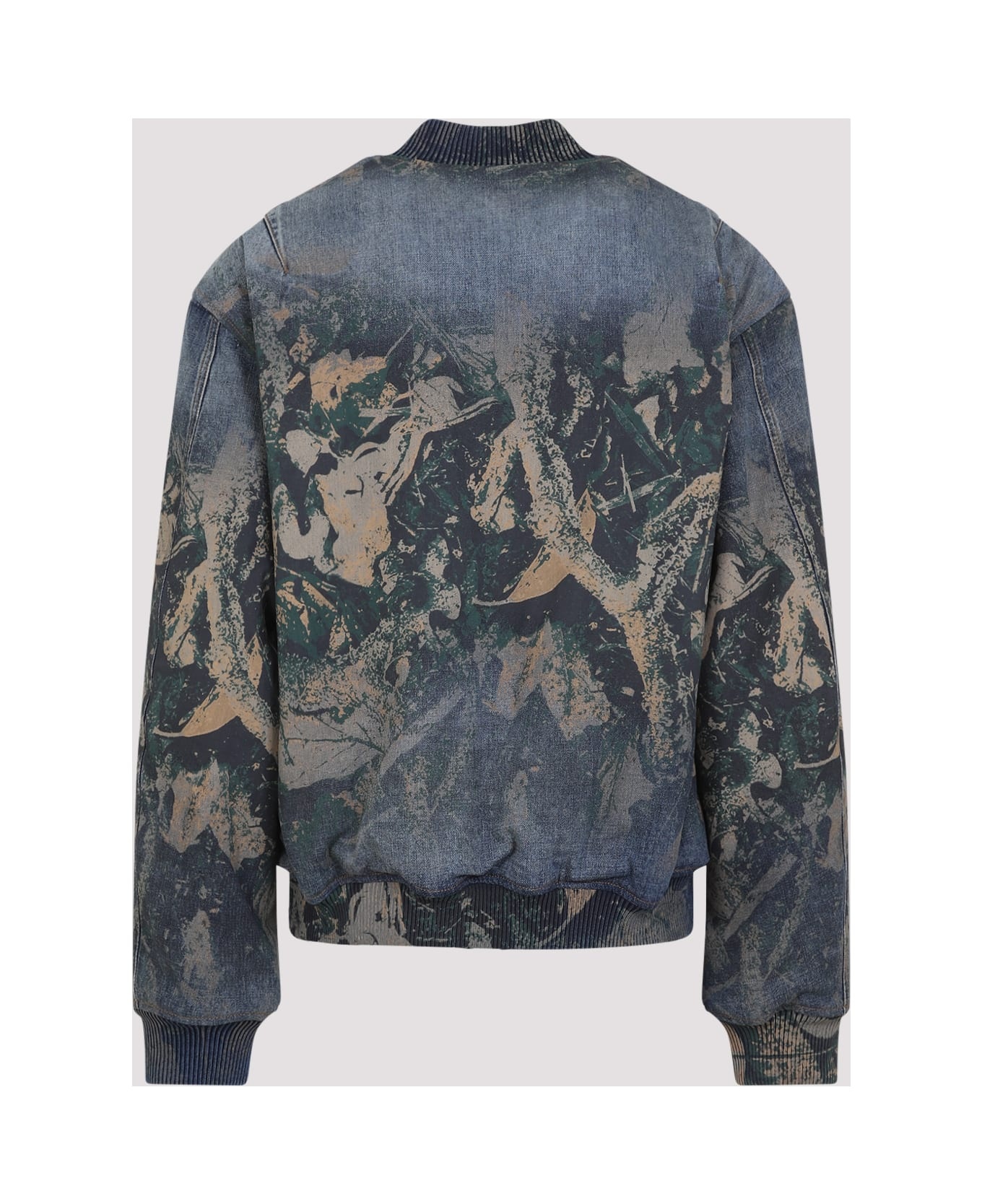 Denim Bomb Jacket With Camo Details - 4