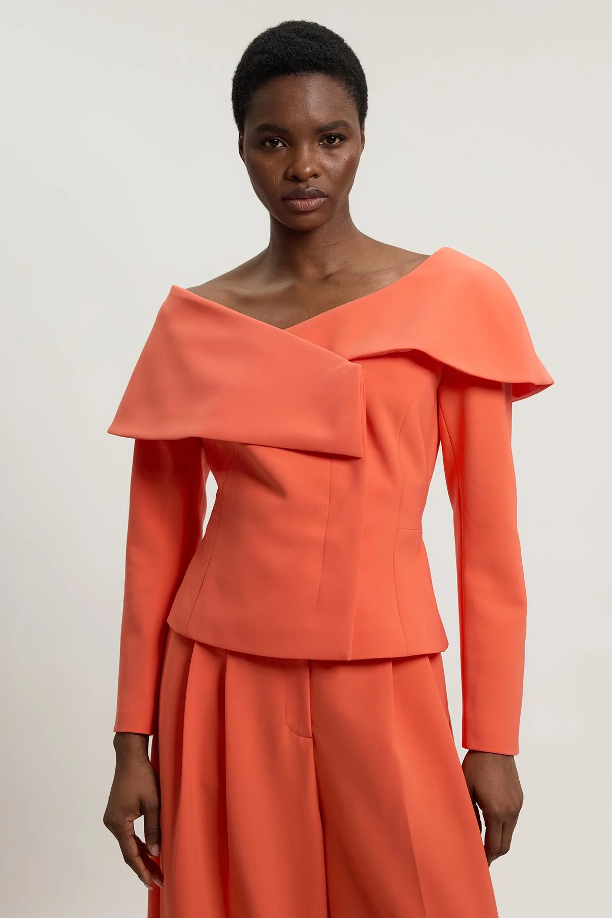 Compact Viscose Stretch Tailored Asymmetric Blazer - 1