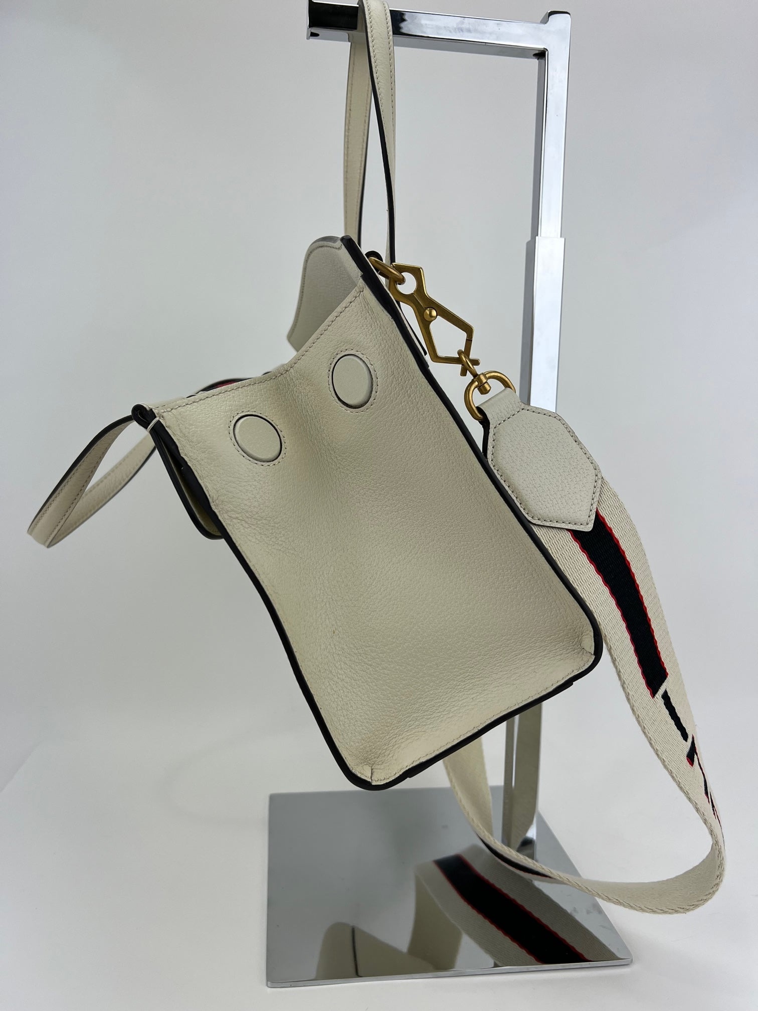 GUCCI Linea Medium Totem Web Stripped Yellow Butterfly Top Handle Bag Preowned - 8