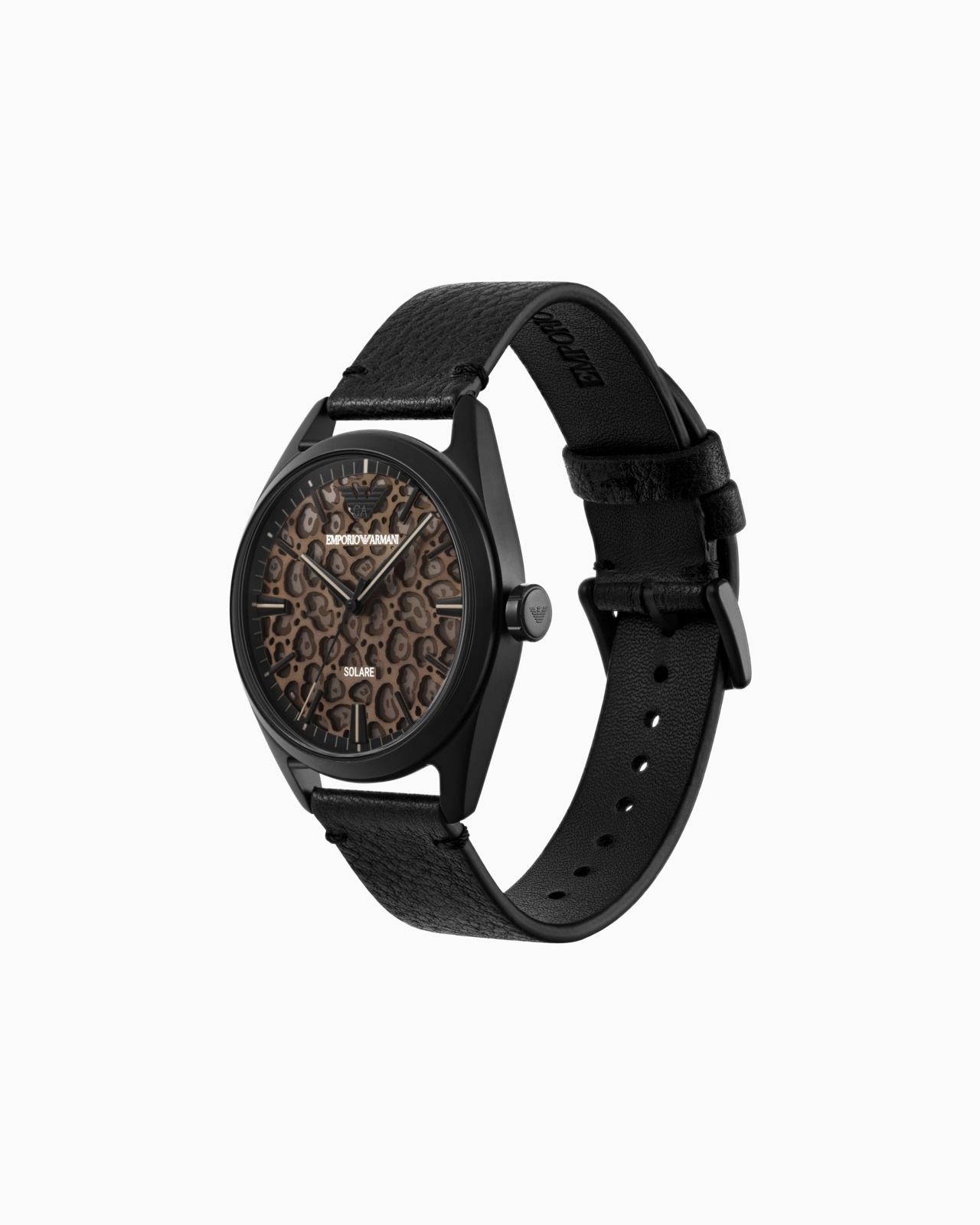 SOLAR-POWERED THREE-HAND BLACK LEATHER WATCH - 3