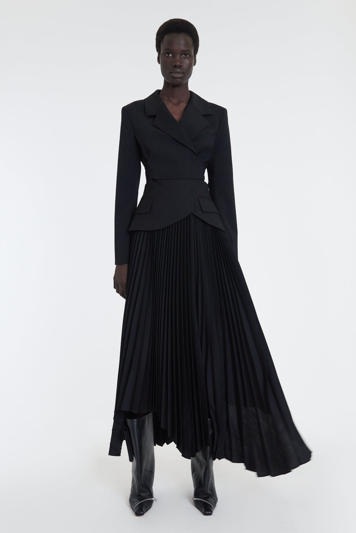 CROPPED WRAP AROUND JACKET WITH TIES BLACK - 7