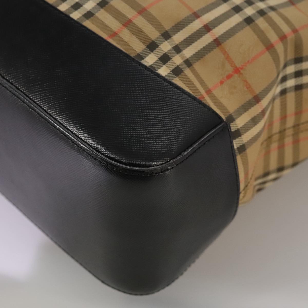 Burberry Nova Check Tote Bag Canvas Leather Beige Black Gold - 16