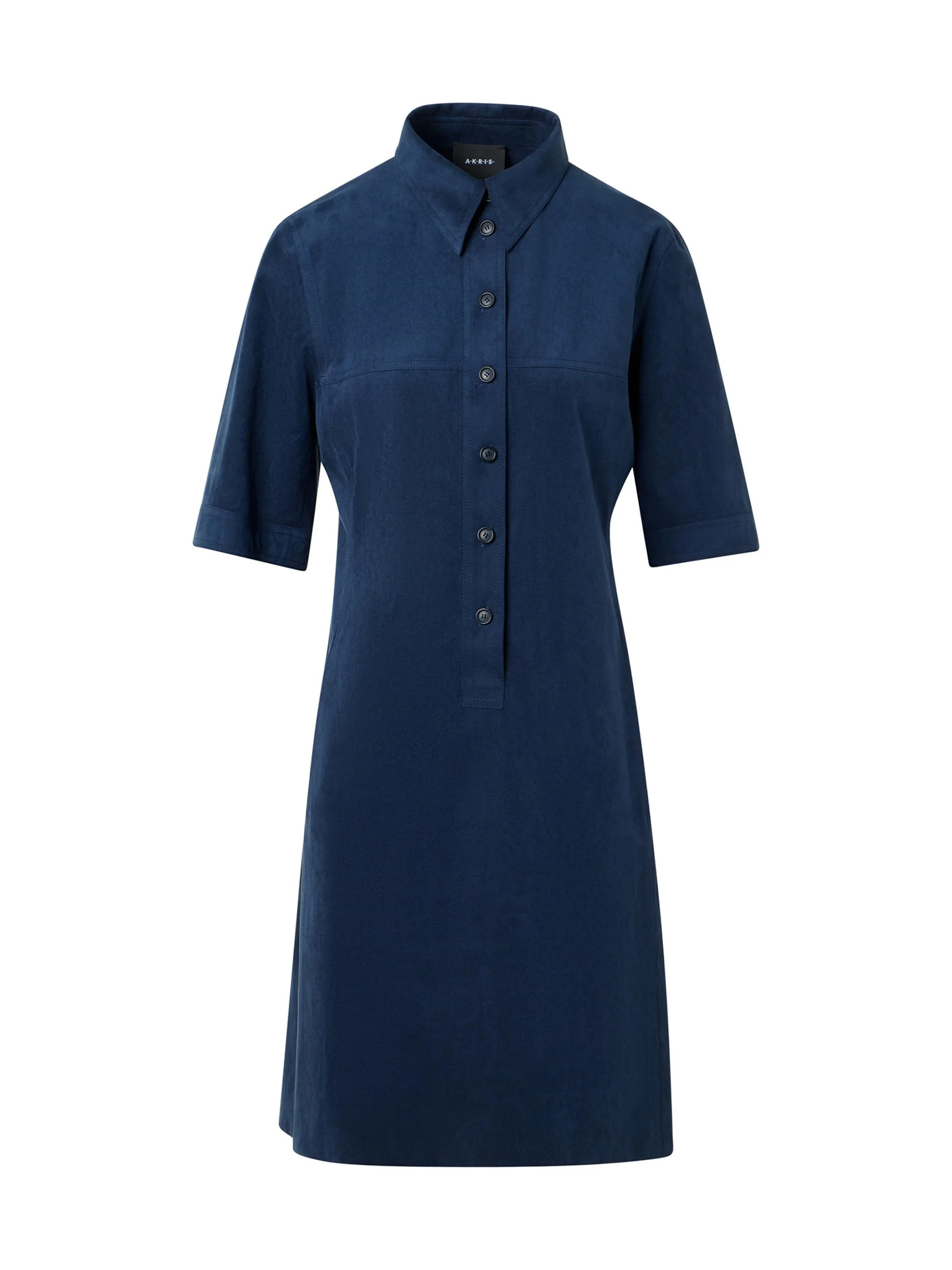 Women's Short-Sleeve Polo Minidress - Denim - 1