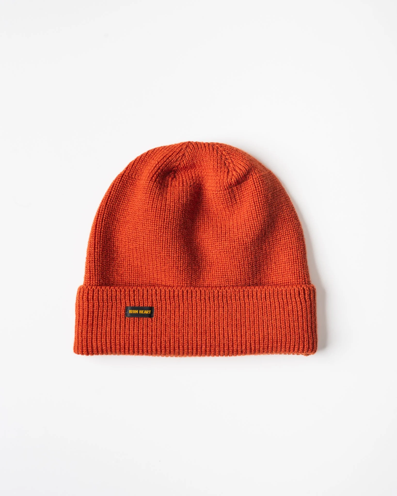 IHG-080-ORA 100% WOOL RIBBED BEANIE - ORANGE - 1