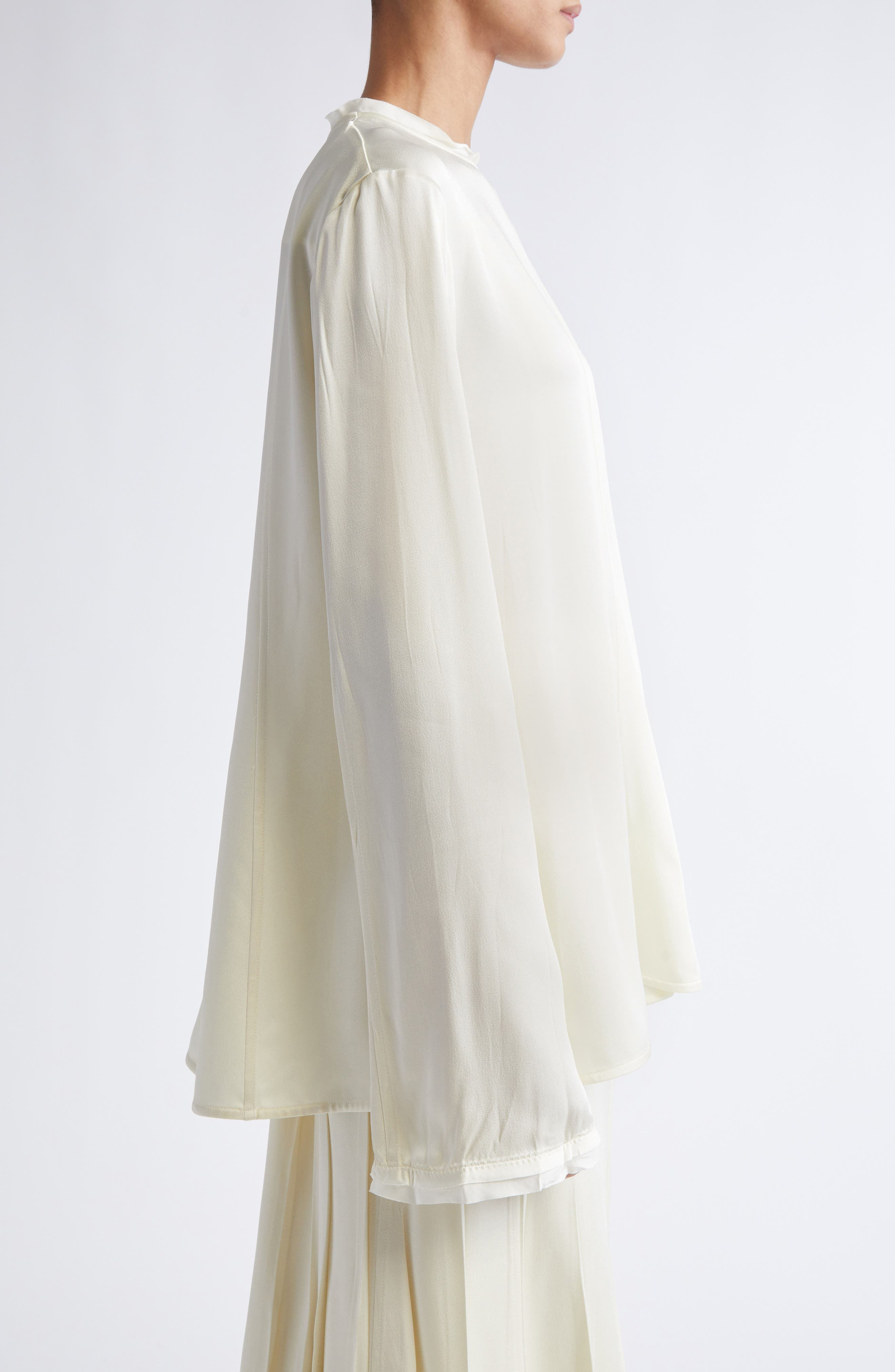 Jil Sander Long Sleeve Reversed Satin Top in Cornsilk at Nordstrom - 3