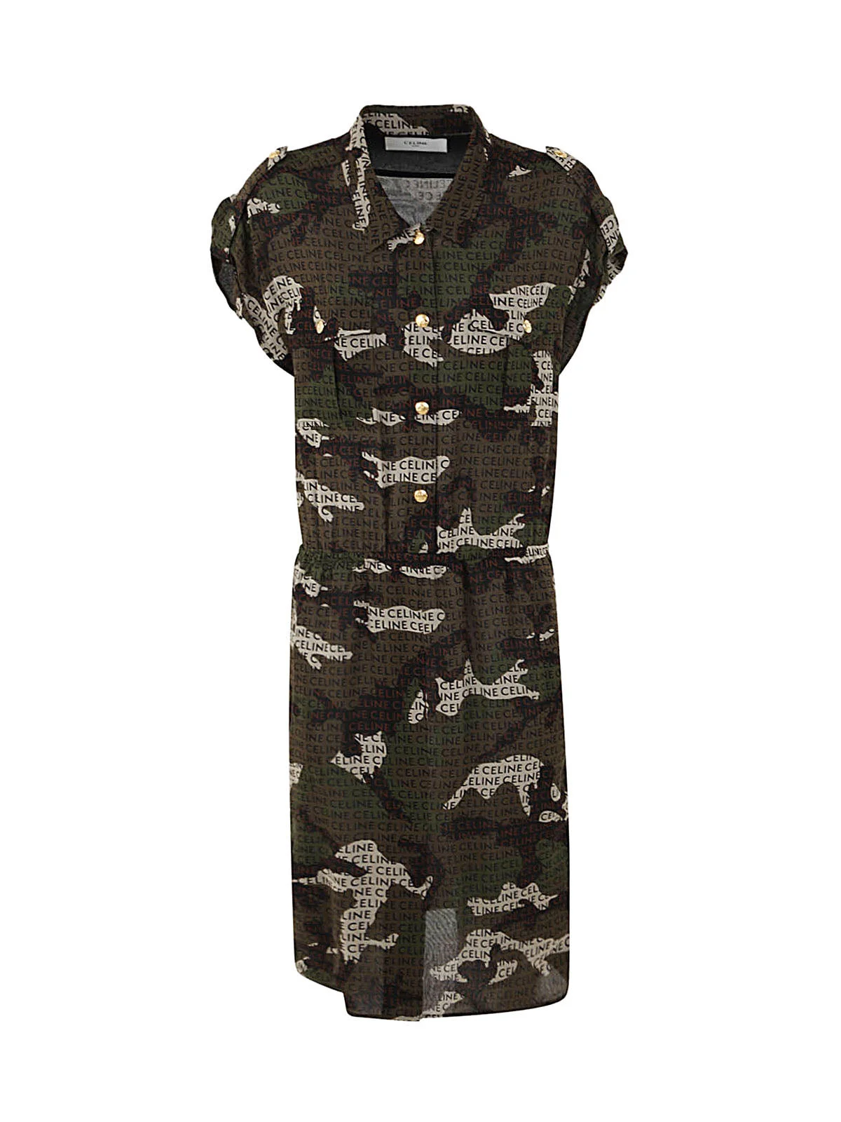 Celine Women Robe Chemise Poches Army - 1