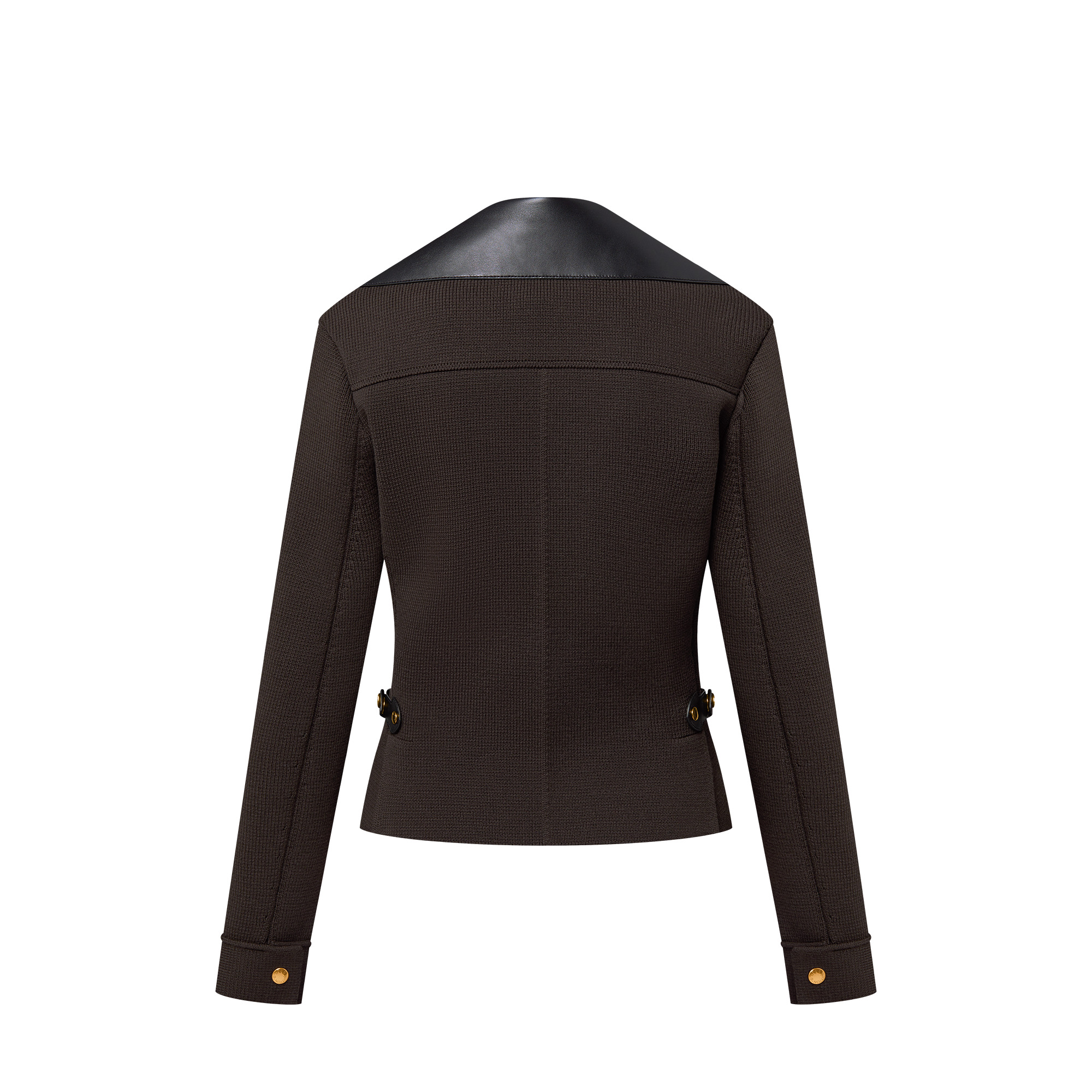 Leather Accent Knit Jacket - 2