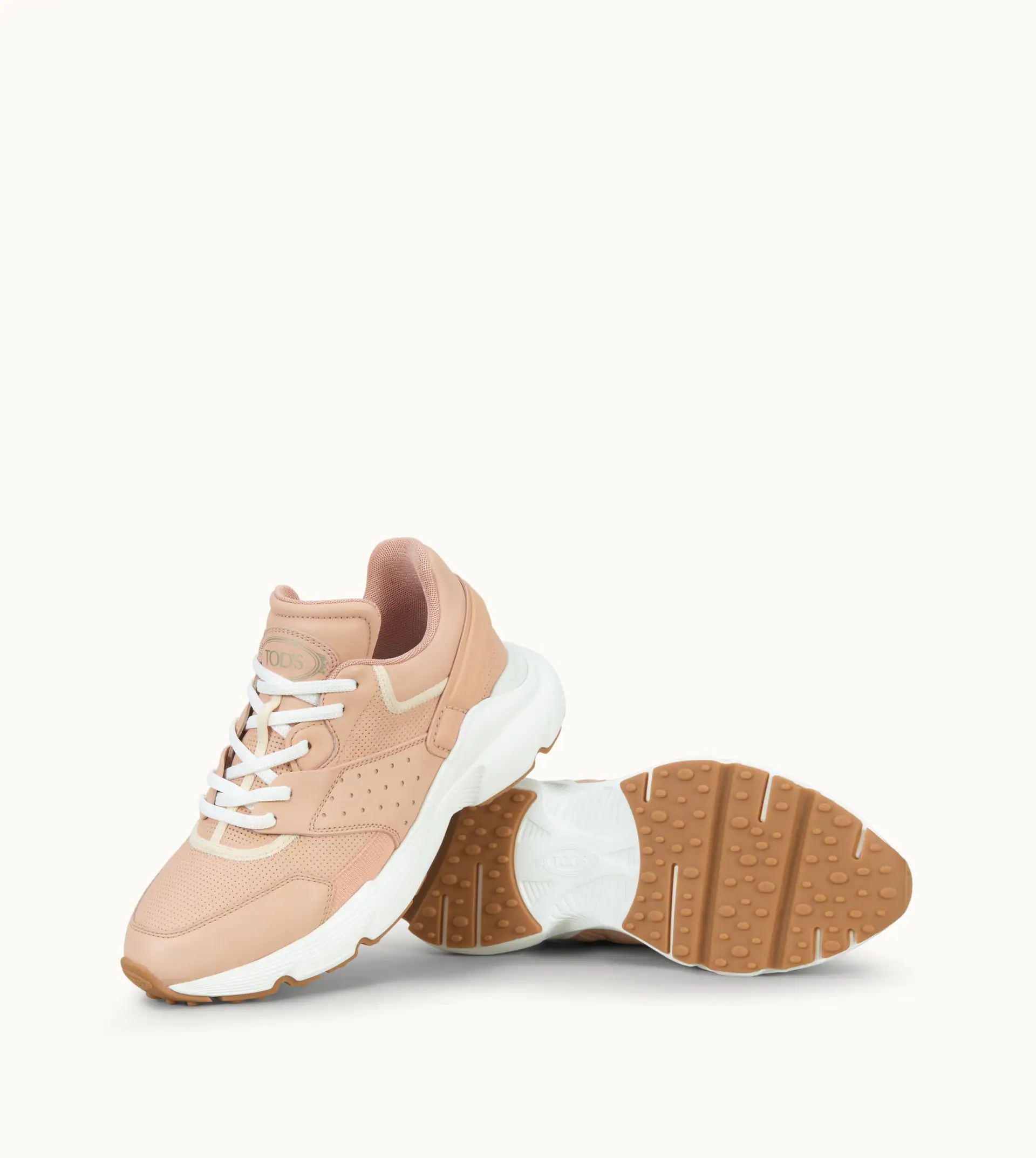 SNEAKERS IN LEATHER AND HIGH-TECH FABRIC - PINK - 5