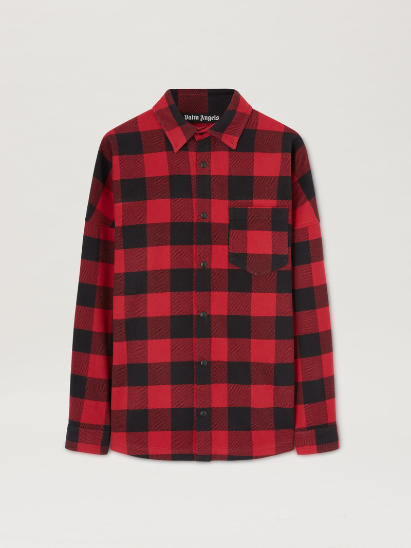 logo-print plaid-check shirt - 1