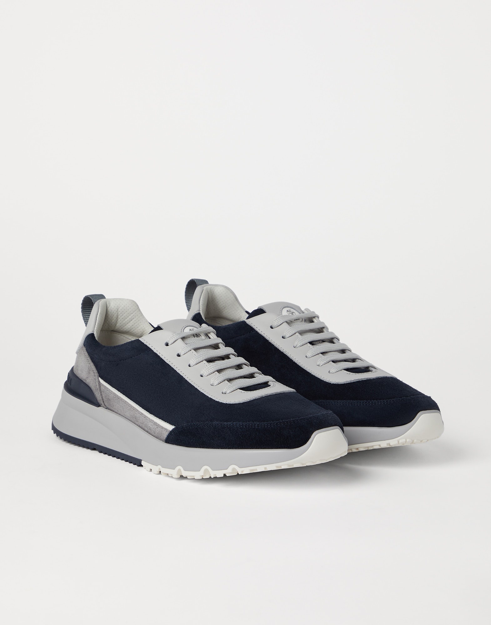 Washed suede and grained calfskin runners - 1