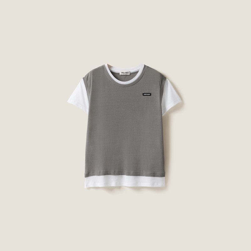 Ribbed knit jersey T-shirt 1