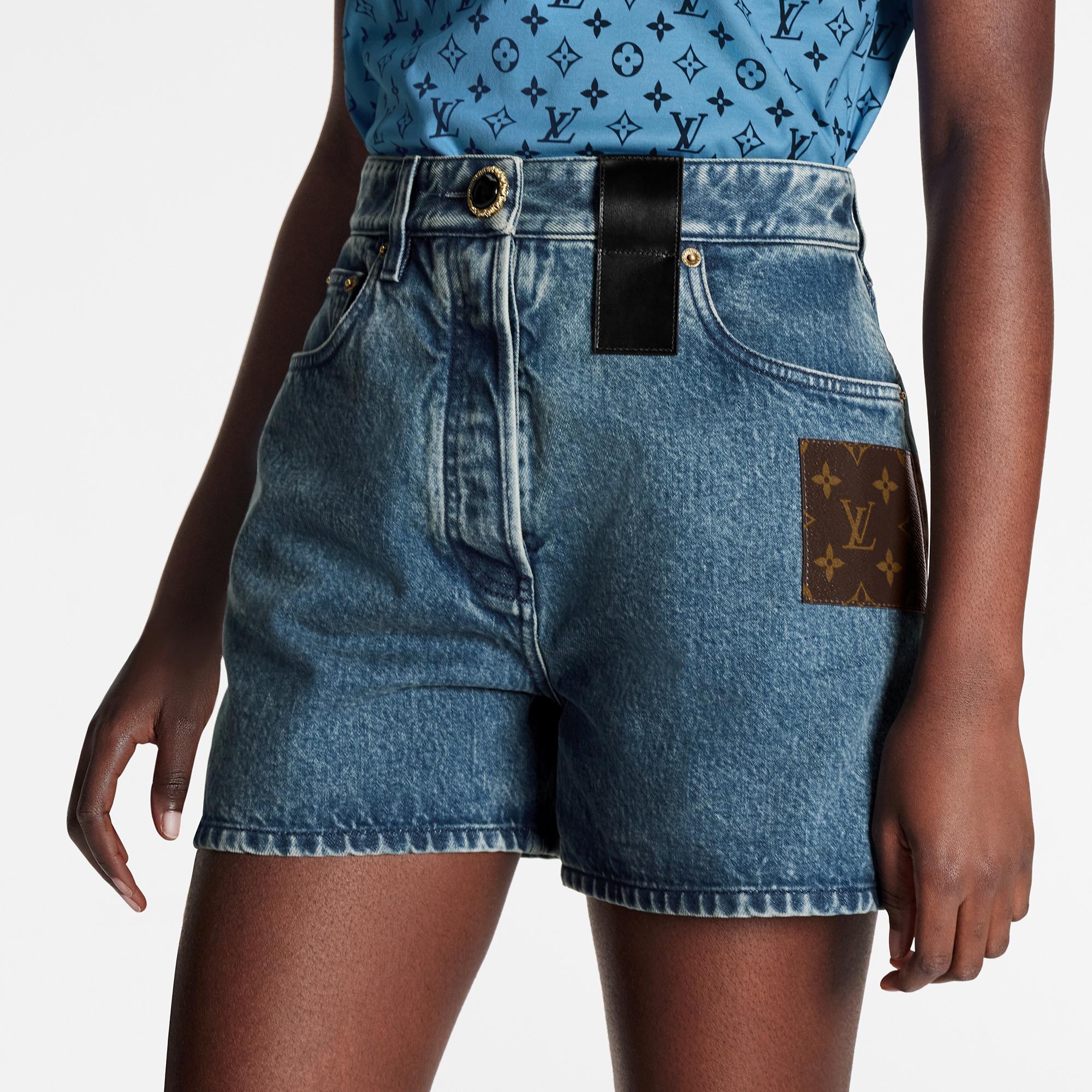 Faded Blue Monogram Patch Shorts - 4
