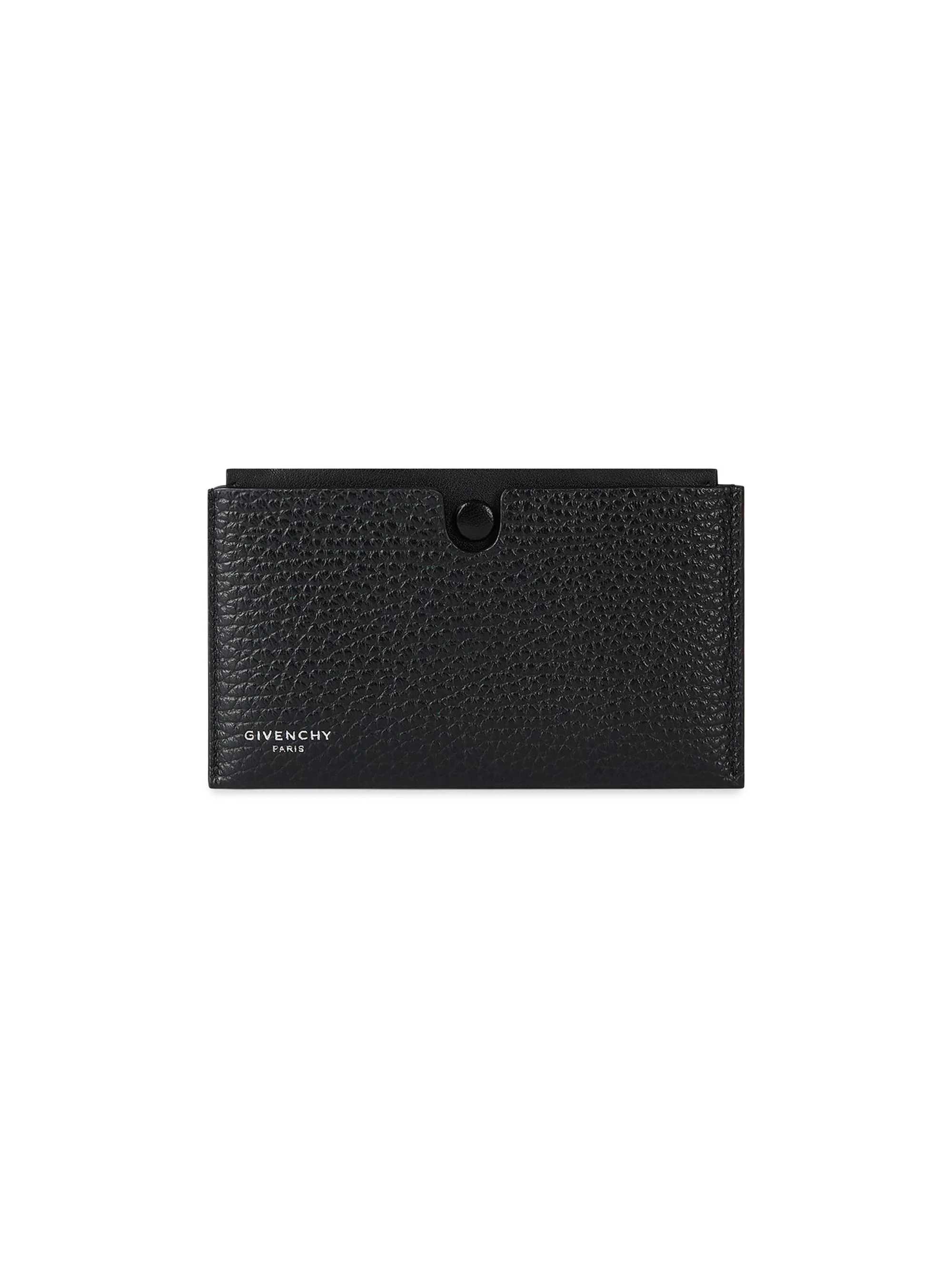 Men's Fold Card Holder with Case in Grained Leather - Black - 1