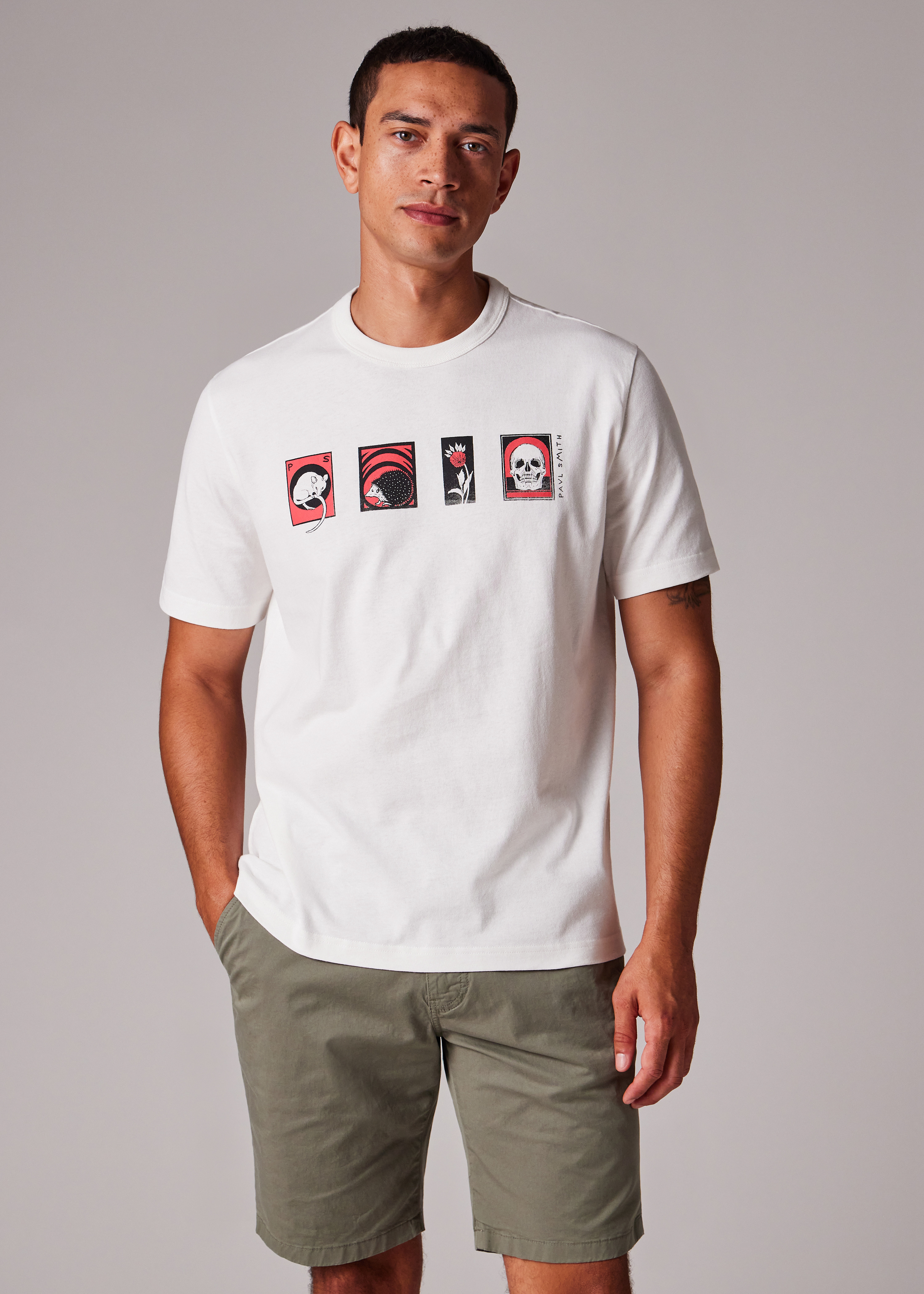 White 'Cards' Print T-Shirt - 4