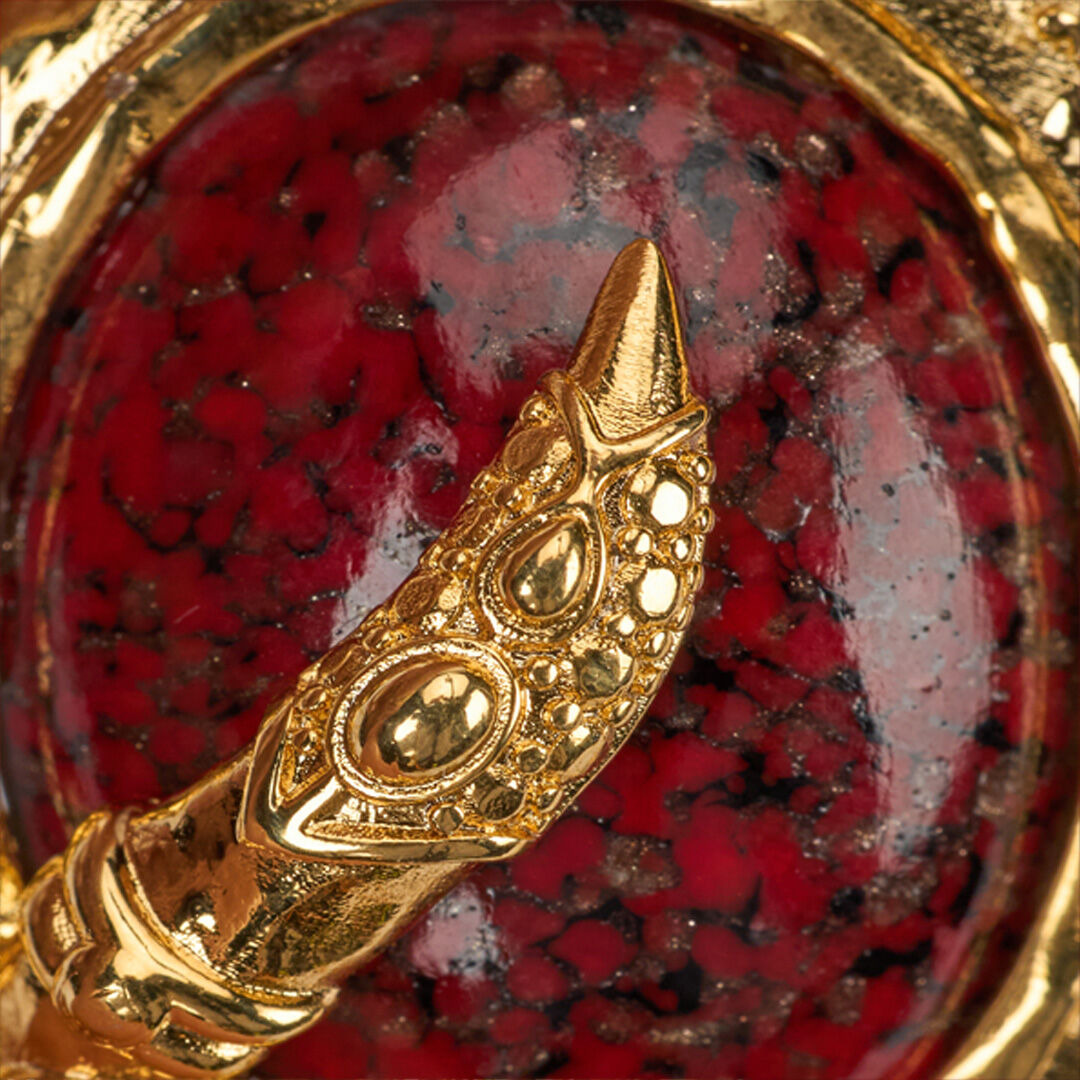 Golden Clip-On Earrings With Ruby Stone - 4