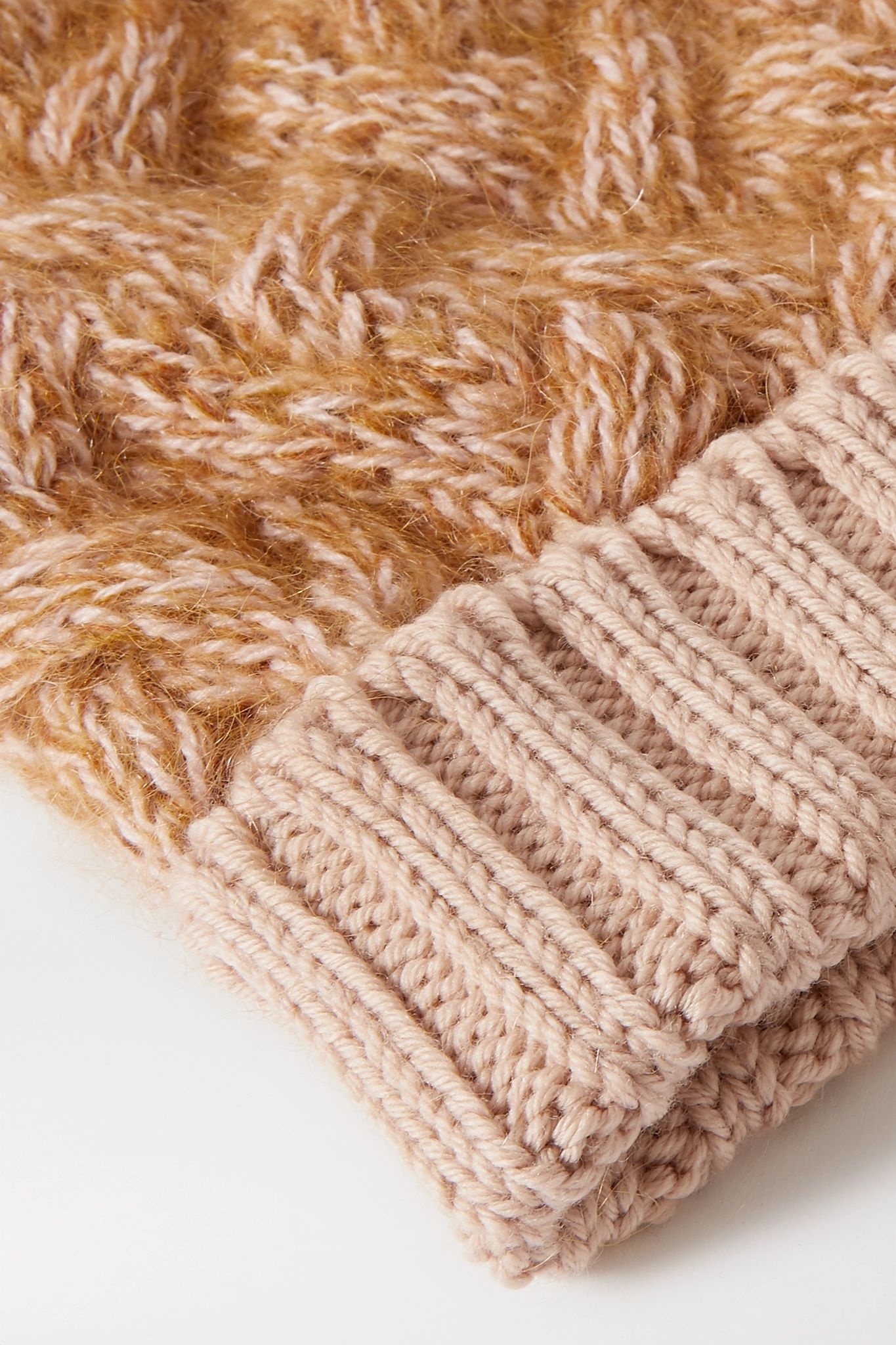 Cable-knit mélange wool-blend beanie - 4