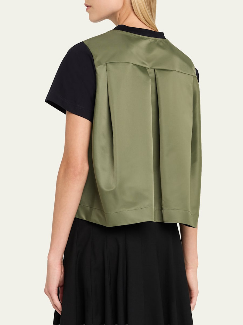 sacai Short-Sleeve Nylon Cotton T-Shirt outlook