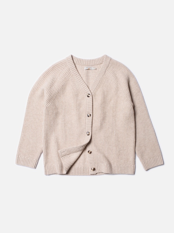 Kristina Rib Knit Cardigan Oat - 1