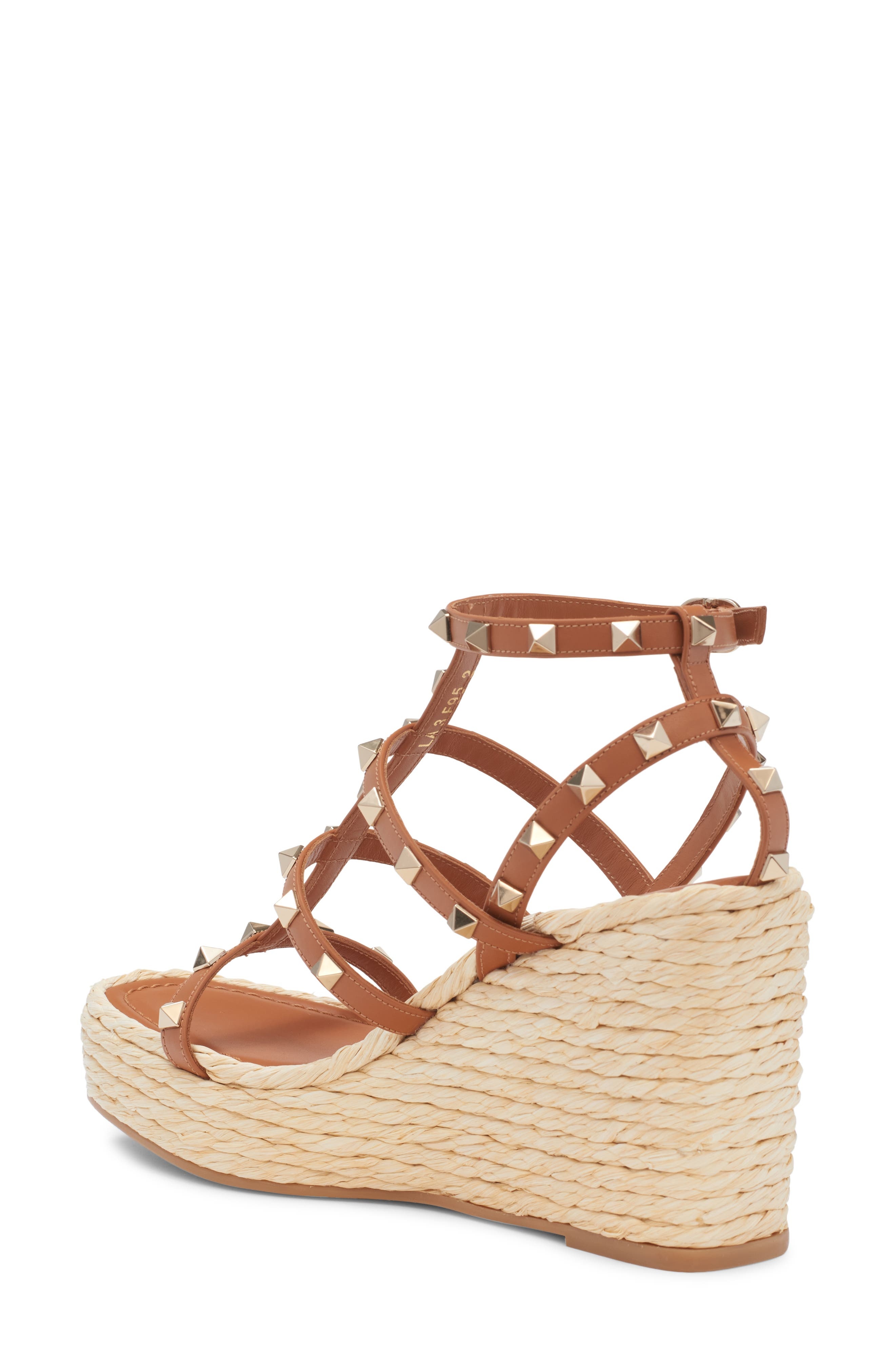 Valentino Garavani Rockstud Espadrille Wedge Sandal in Almond Beige/Naturale at Nordstrom - 2