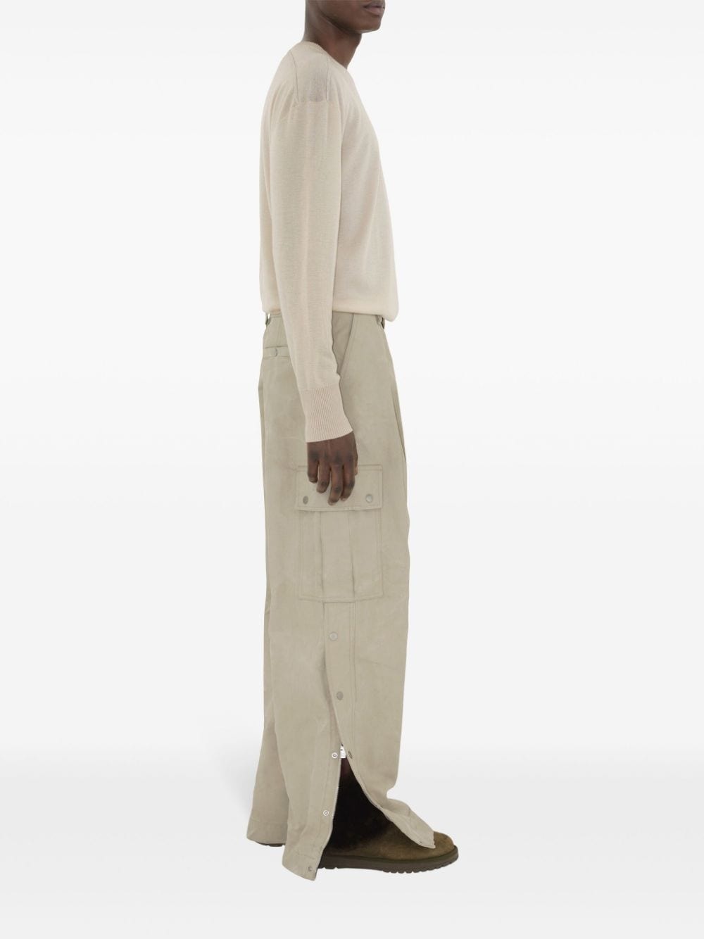 wide-leg cotton cargo trousers - 3