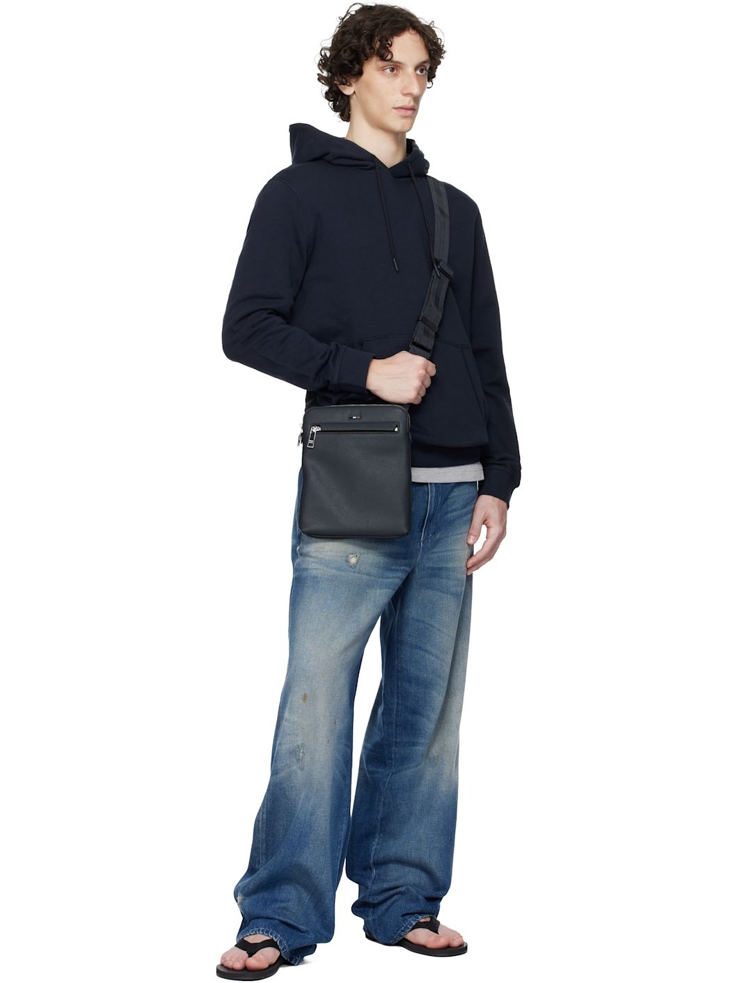 Navy Pebble-Grained Faux-Leather Bag - 4