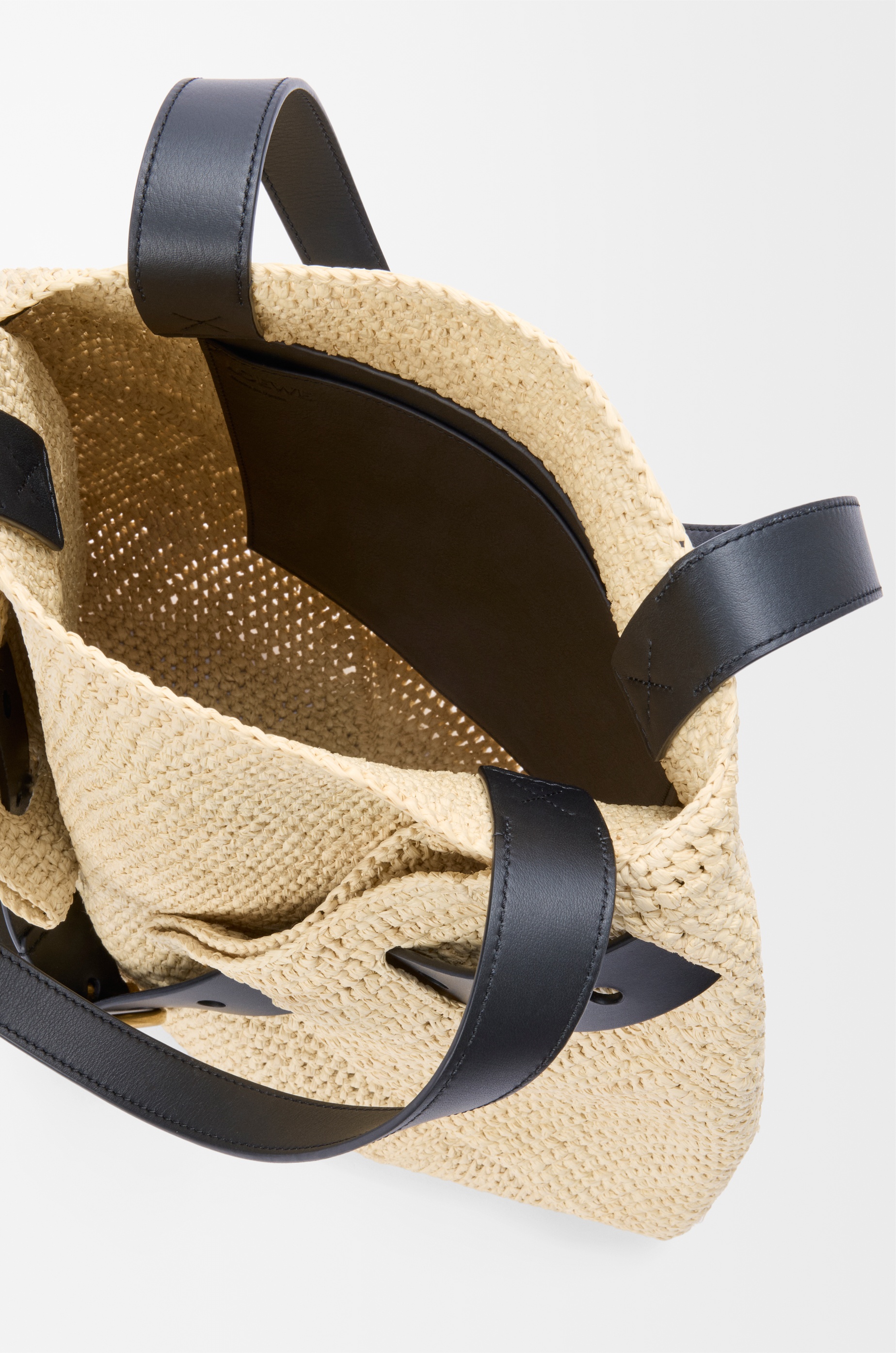 Medium Punch Hole shopper in raffia - 5