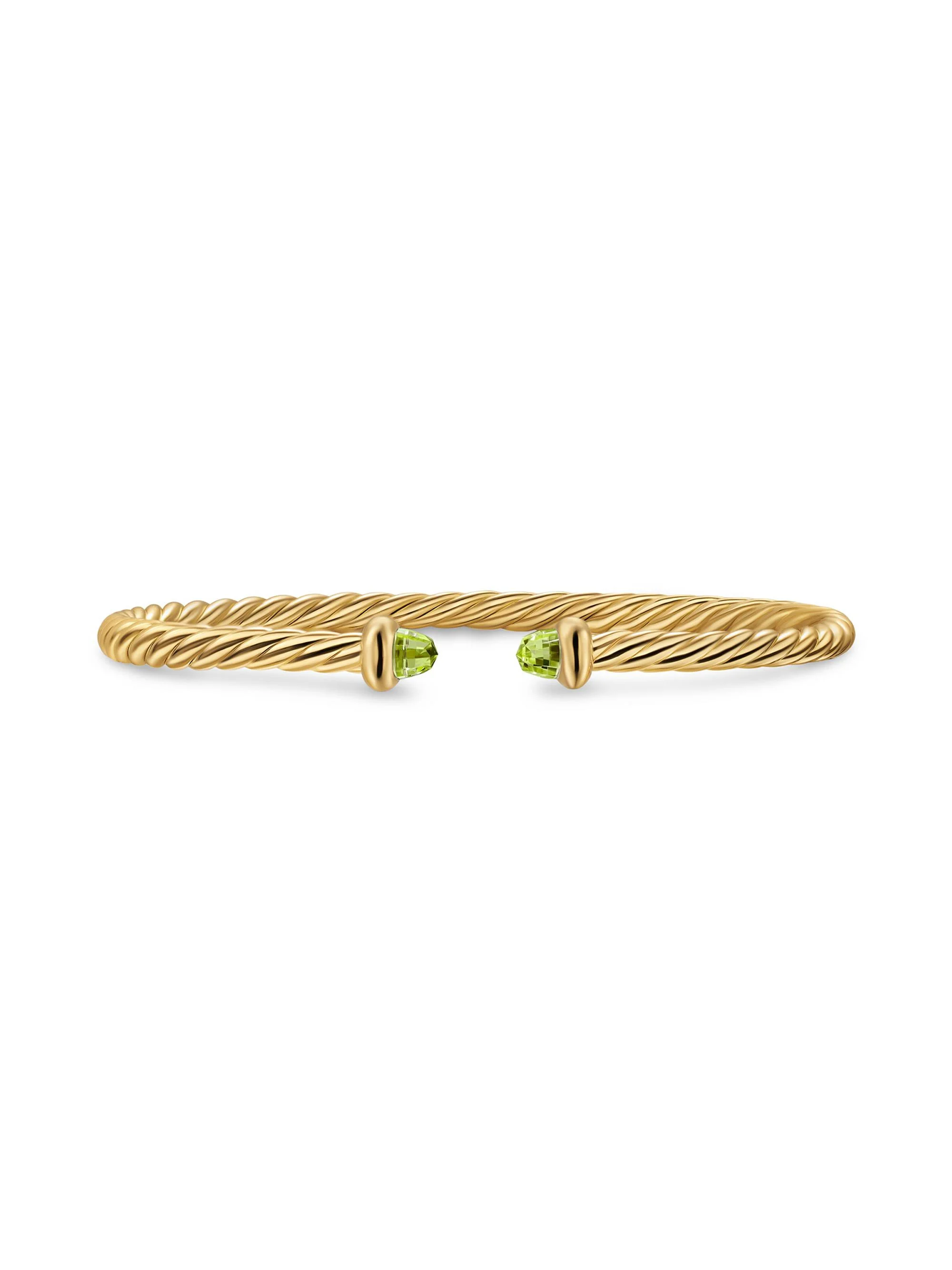 Women's Micro Cablespira Flex Teen Bracelet in 18K Yellow Gold - Peridot - 1
