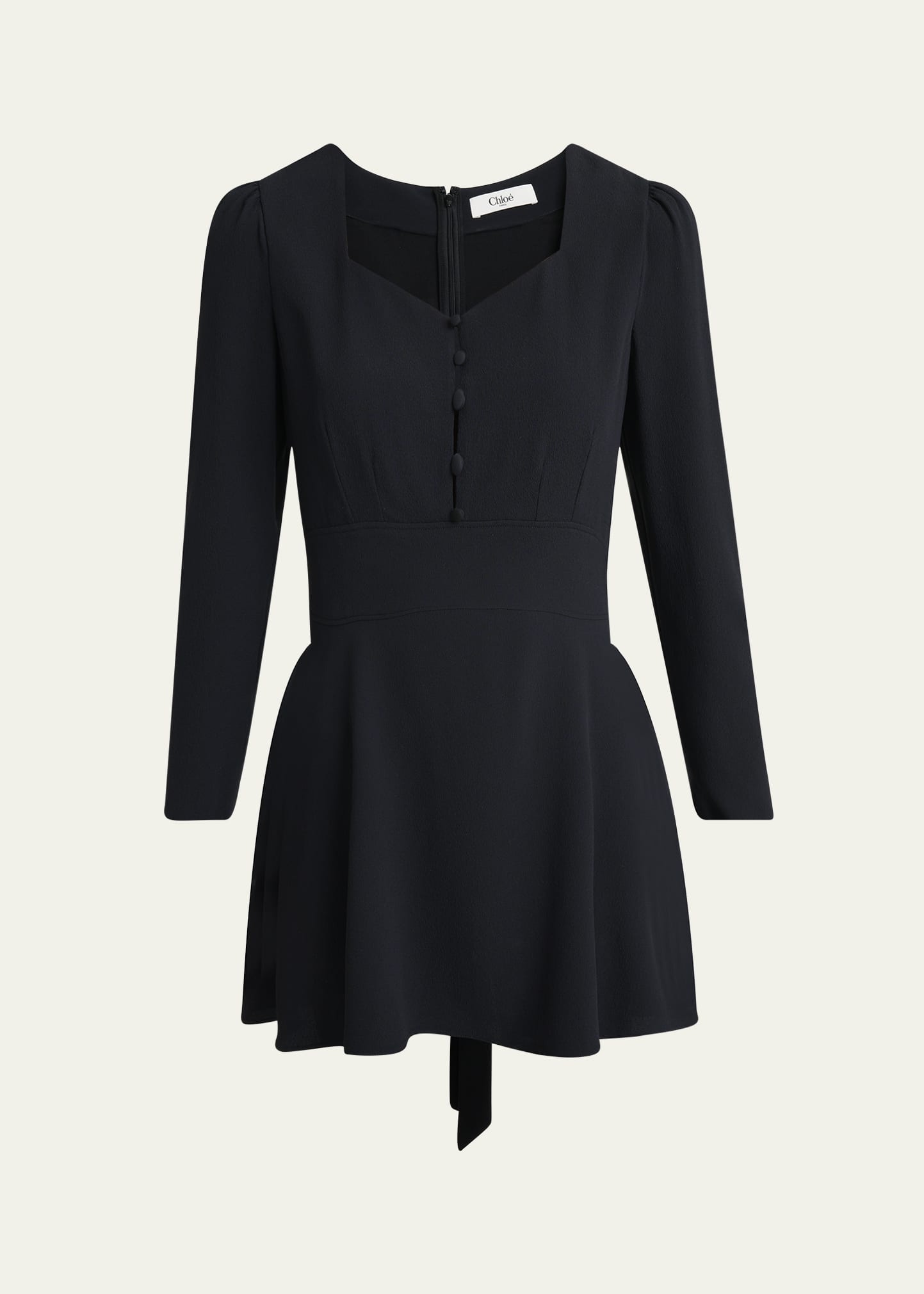 Button-Front Long-Sleeve Mini Dress - 1