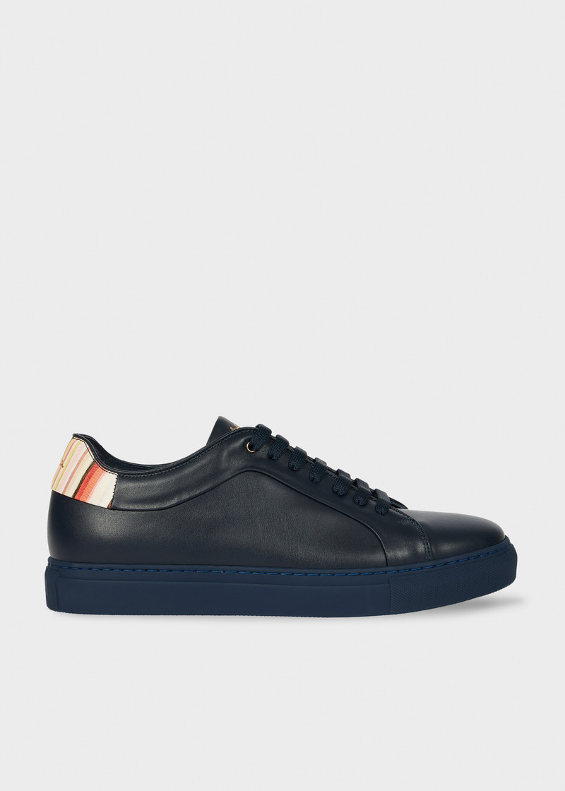 Navy 'Basso' Trainers with Stripe Trim 1
