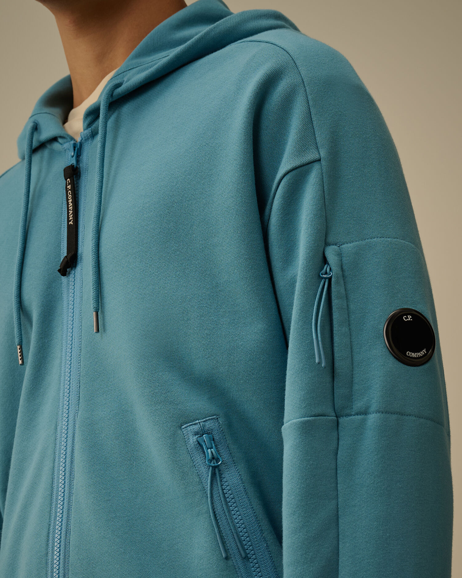Diagonal Raised Fleece Hooded Full Zip Sweatshirt - 5