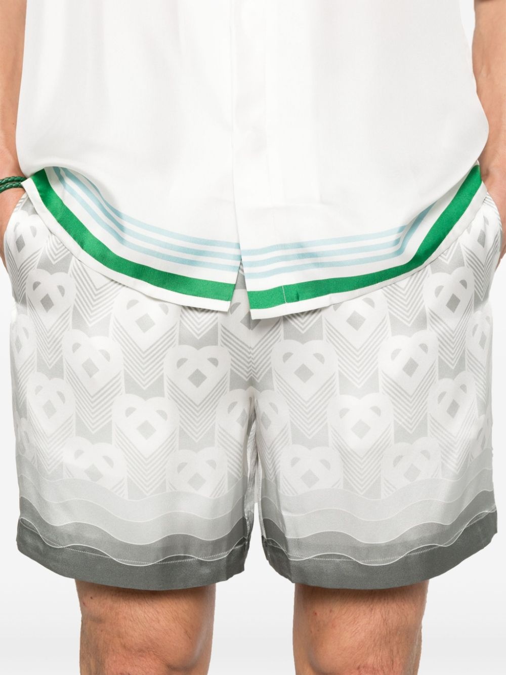 heart-monogram silk shorts - 5
