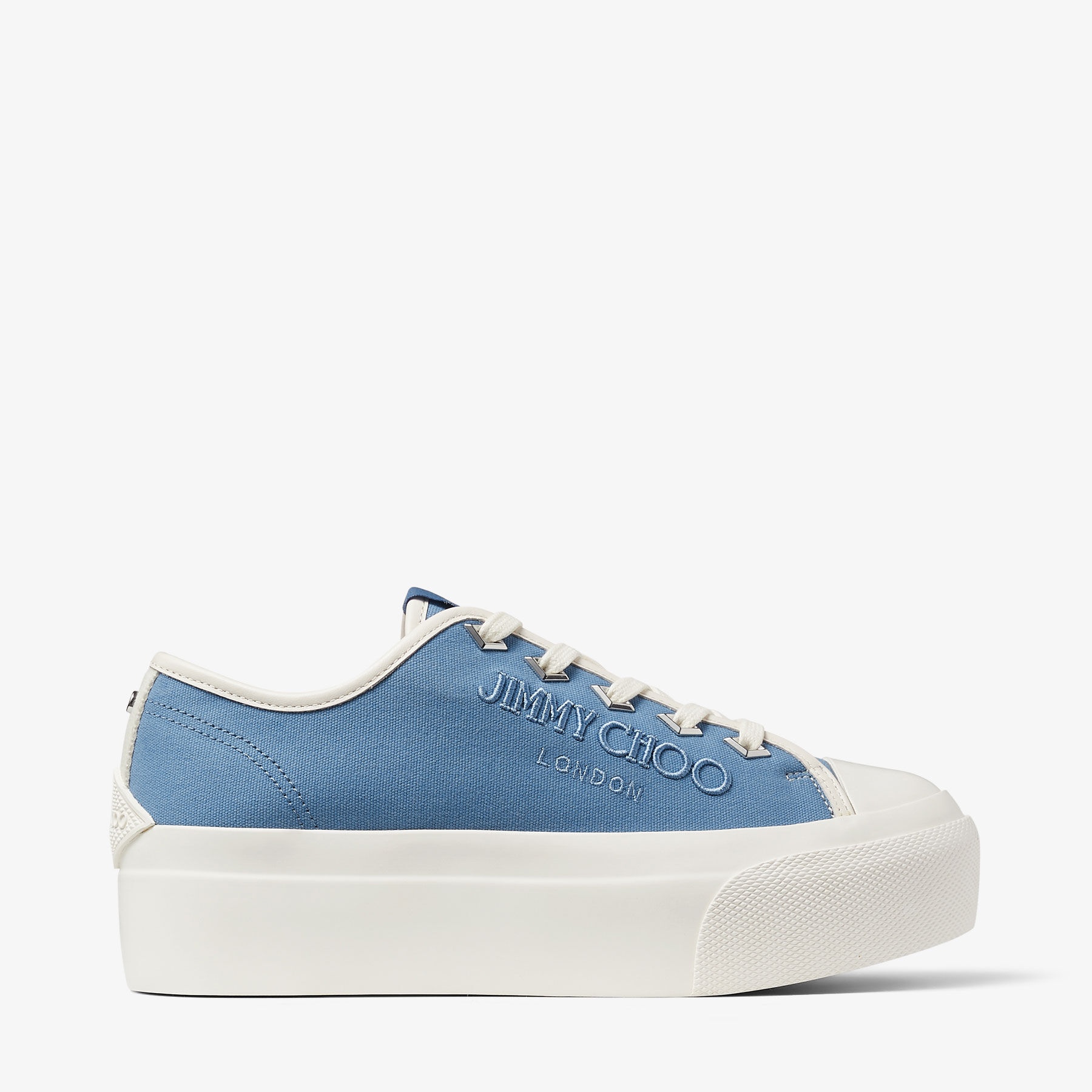 Palma Maxi/F
Denim and Latte Canvas Platform Trainers with Embroidered Logo - 1