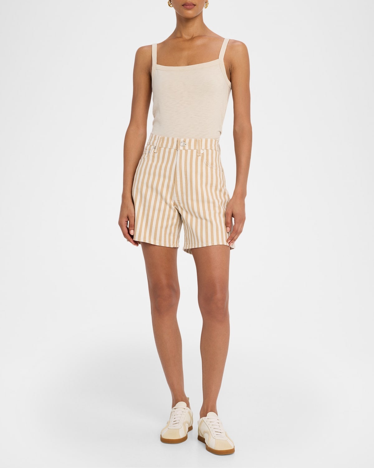 Kaia Stripe Denim Shorts - 2