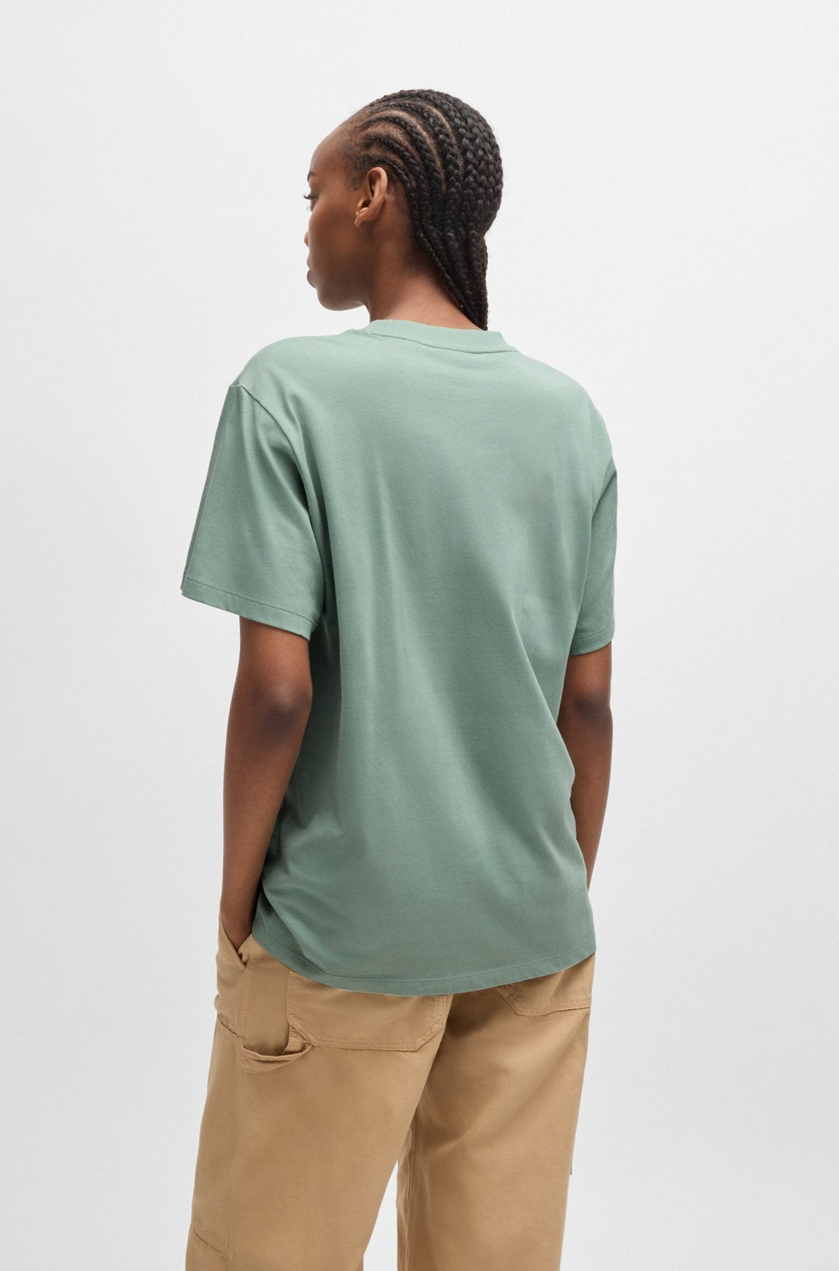 COTTON JERSEY T-SHIRT WITH CURVED LOGO - 4