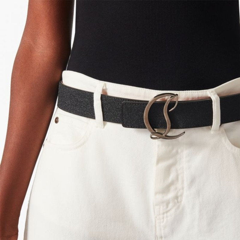 Christian Louboutin Cl Logo Belt BLACK/GUN METAL outlook