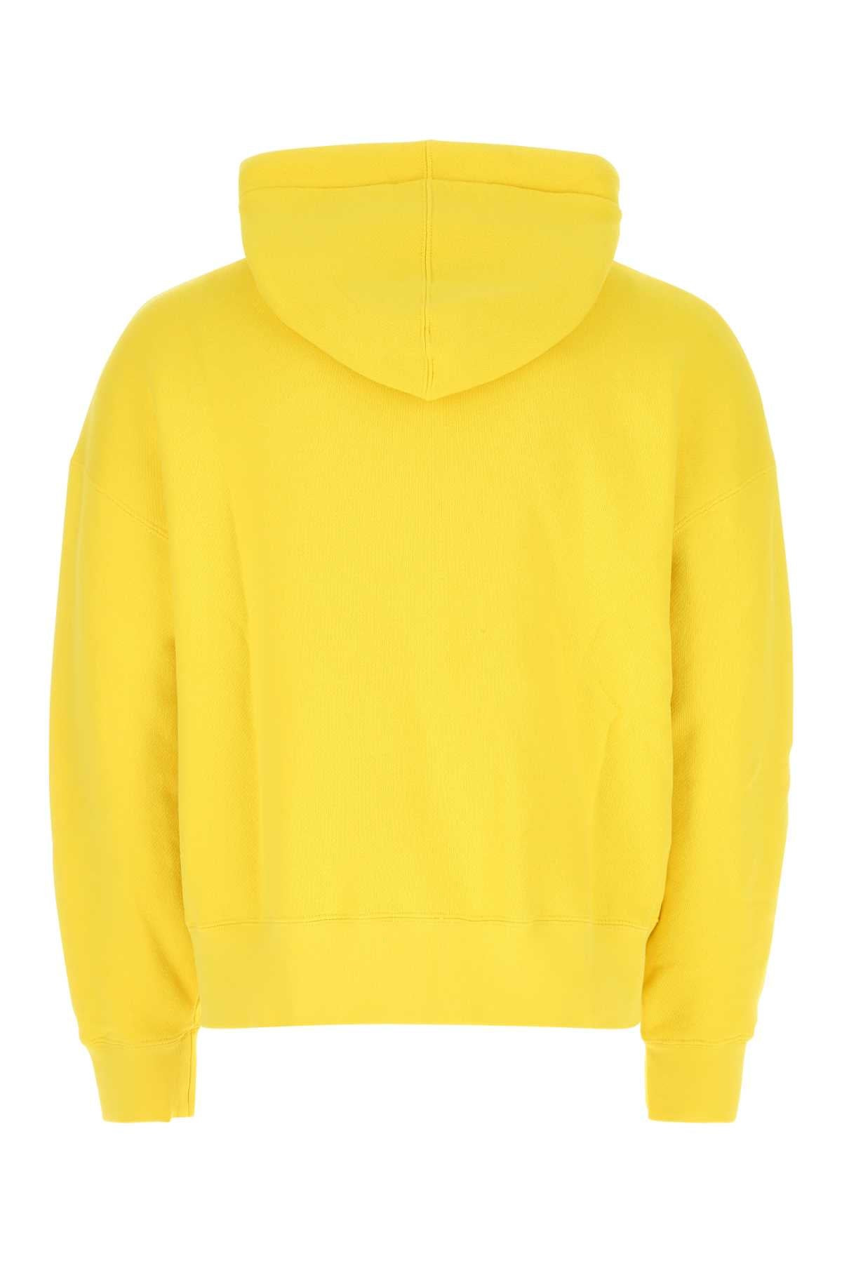 Palm Angels Men Yellow Cotton Oversize Sweatshirt - 2