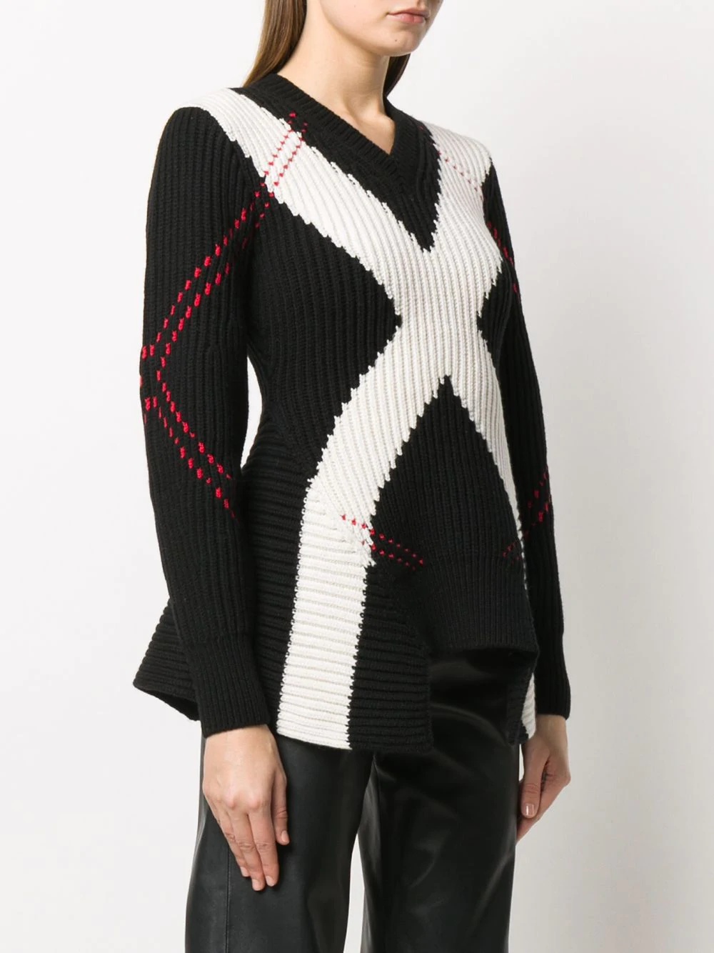 intarsia-knit checked jumper - 3