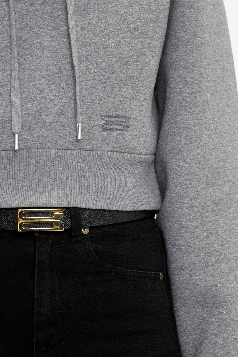 Cropped Structured Hoodie In Grey Marl 5