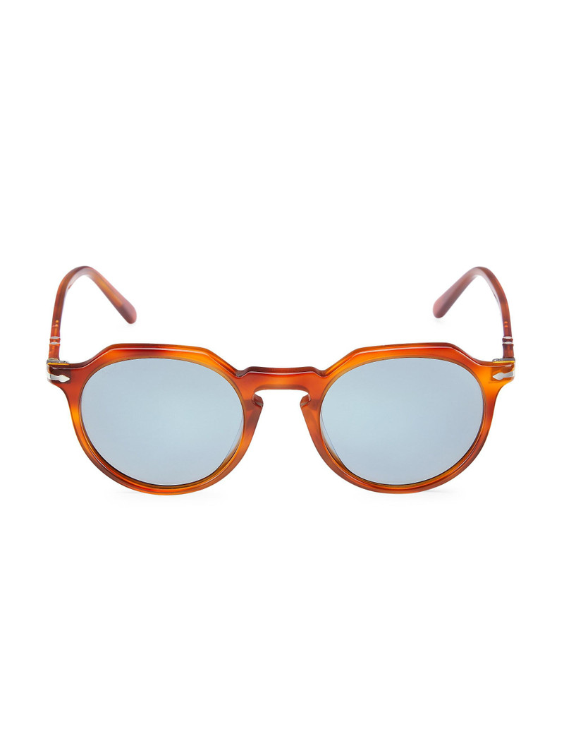 Men's Phantos 52MM Round Sunglasses - Light Brown 1